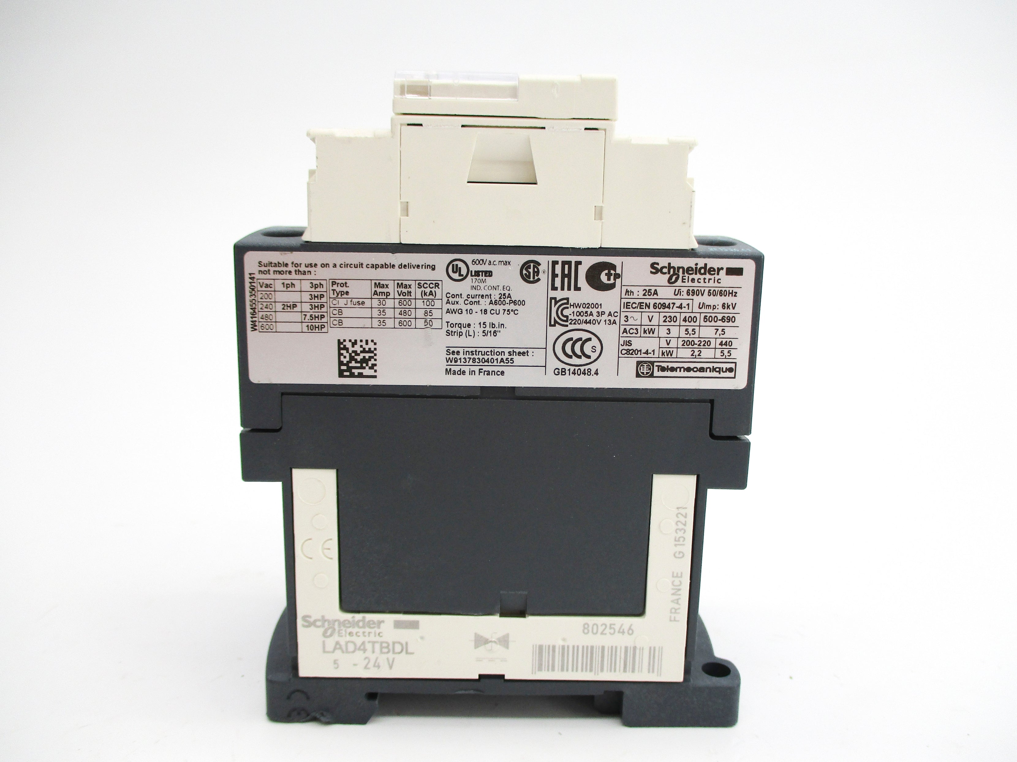 SCHNEIDER ELECTRIC LC1D12BL 24VDC NUPI