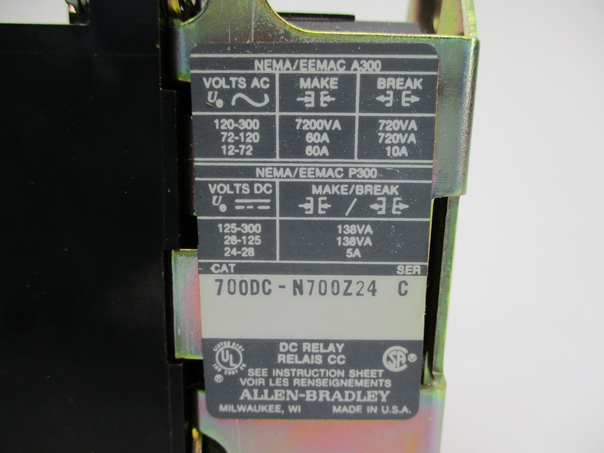 ALLEN BRADLEY 700DC-N700Z24 SER. C 24VDC UNMP