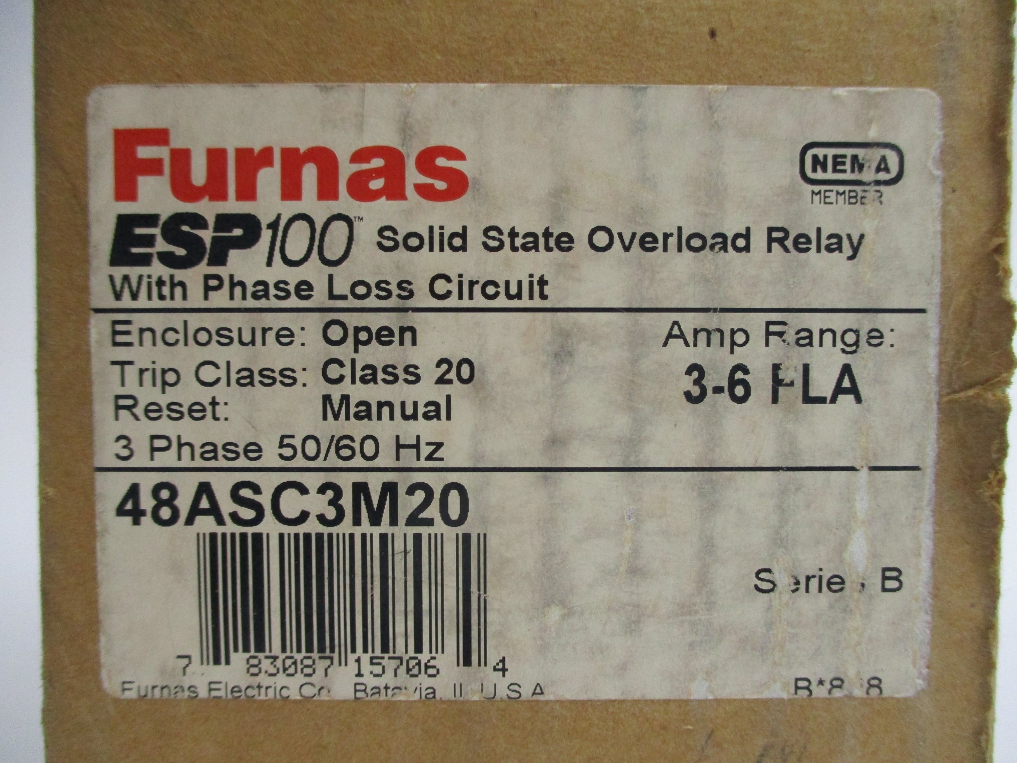 FURNAS 48ASC3M20 SER. B 3-6A 600VAC NSMP