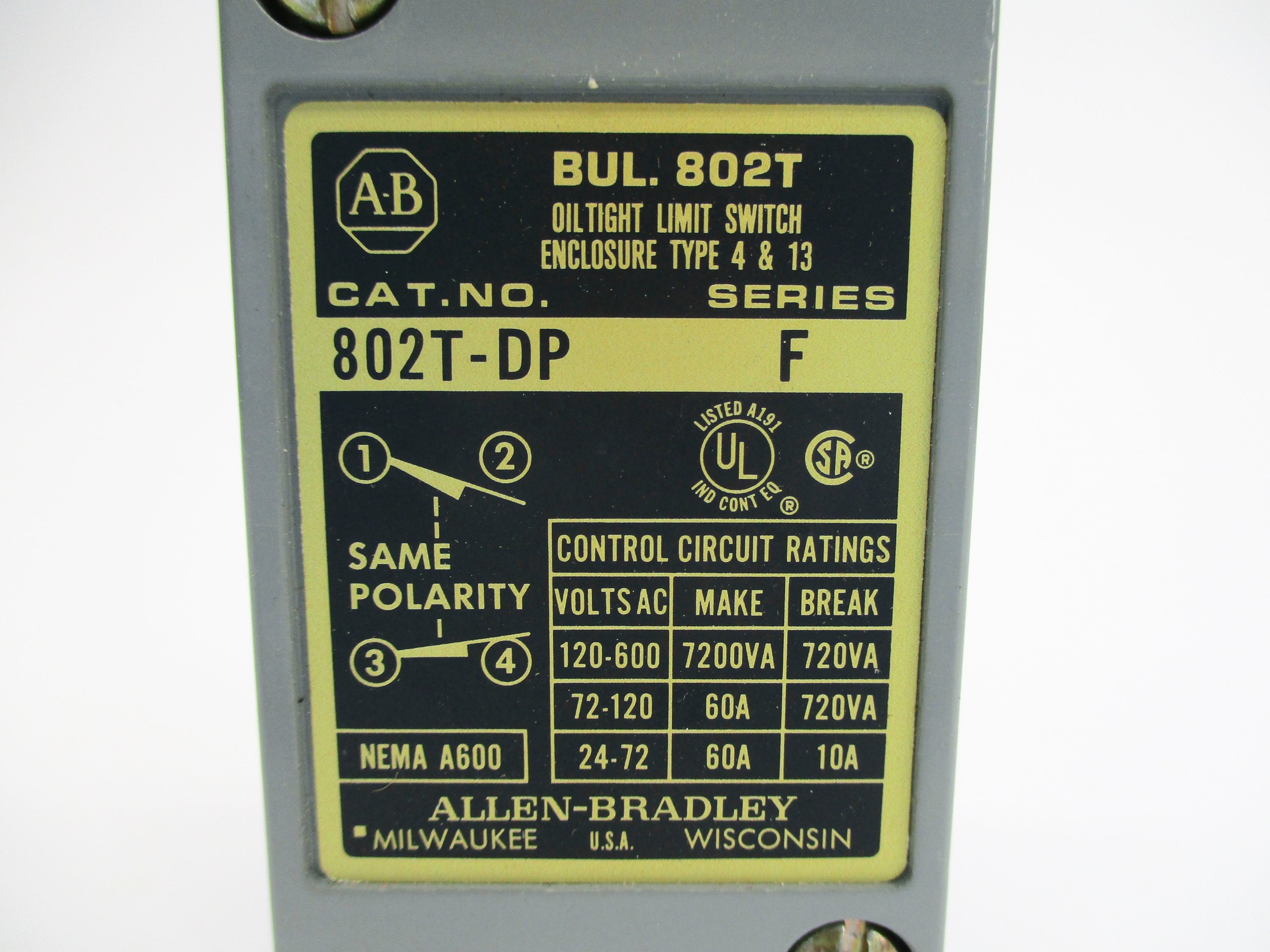 ALLEN BRADLEY 802T-DP SER. F UNMP