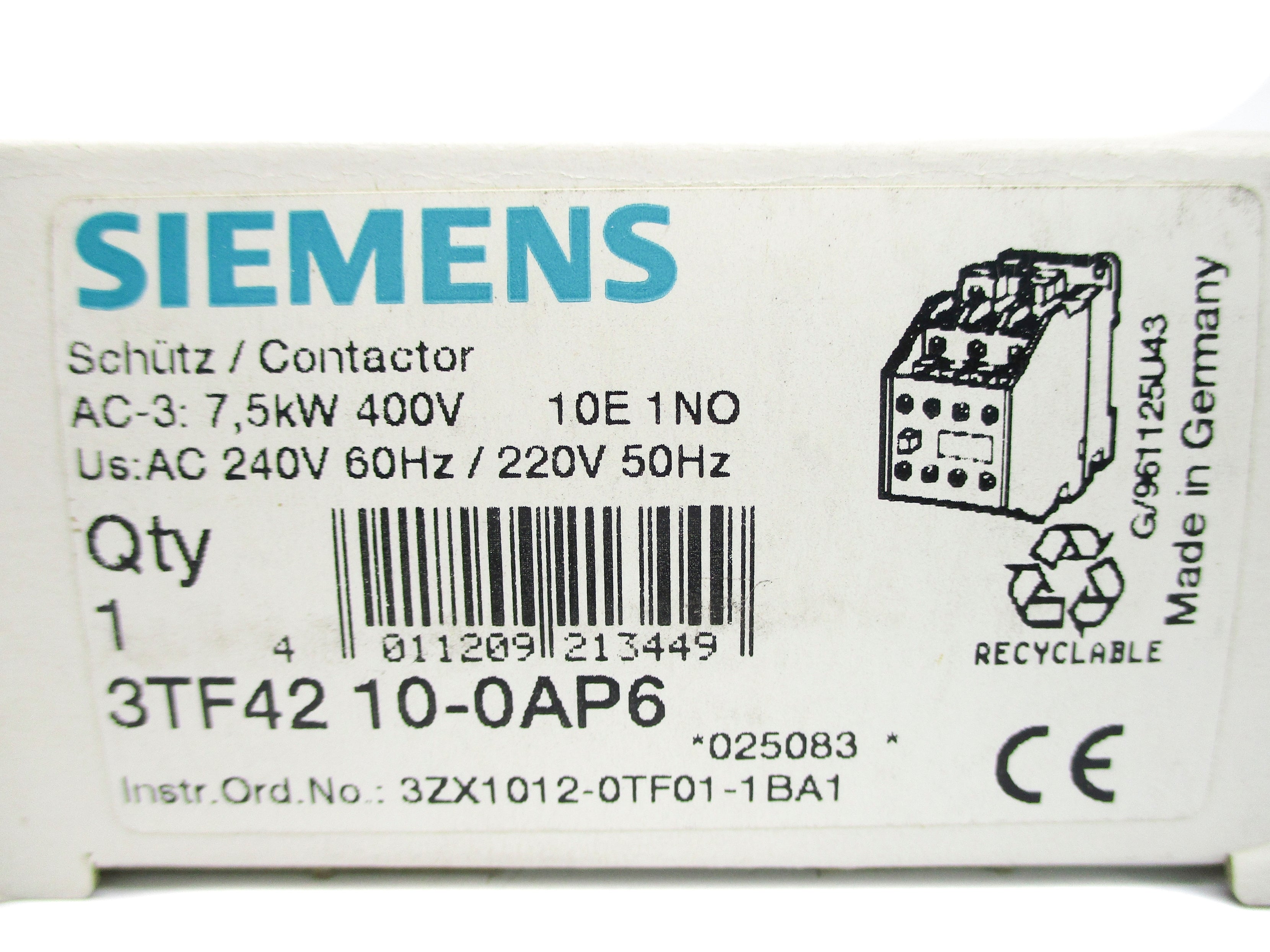 SIEMENS 3TF4210-0AP6 220/240VAC NSMP