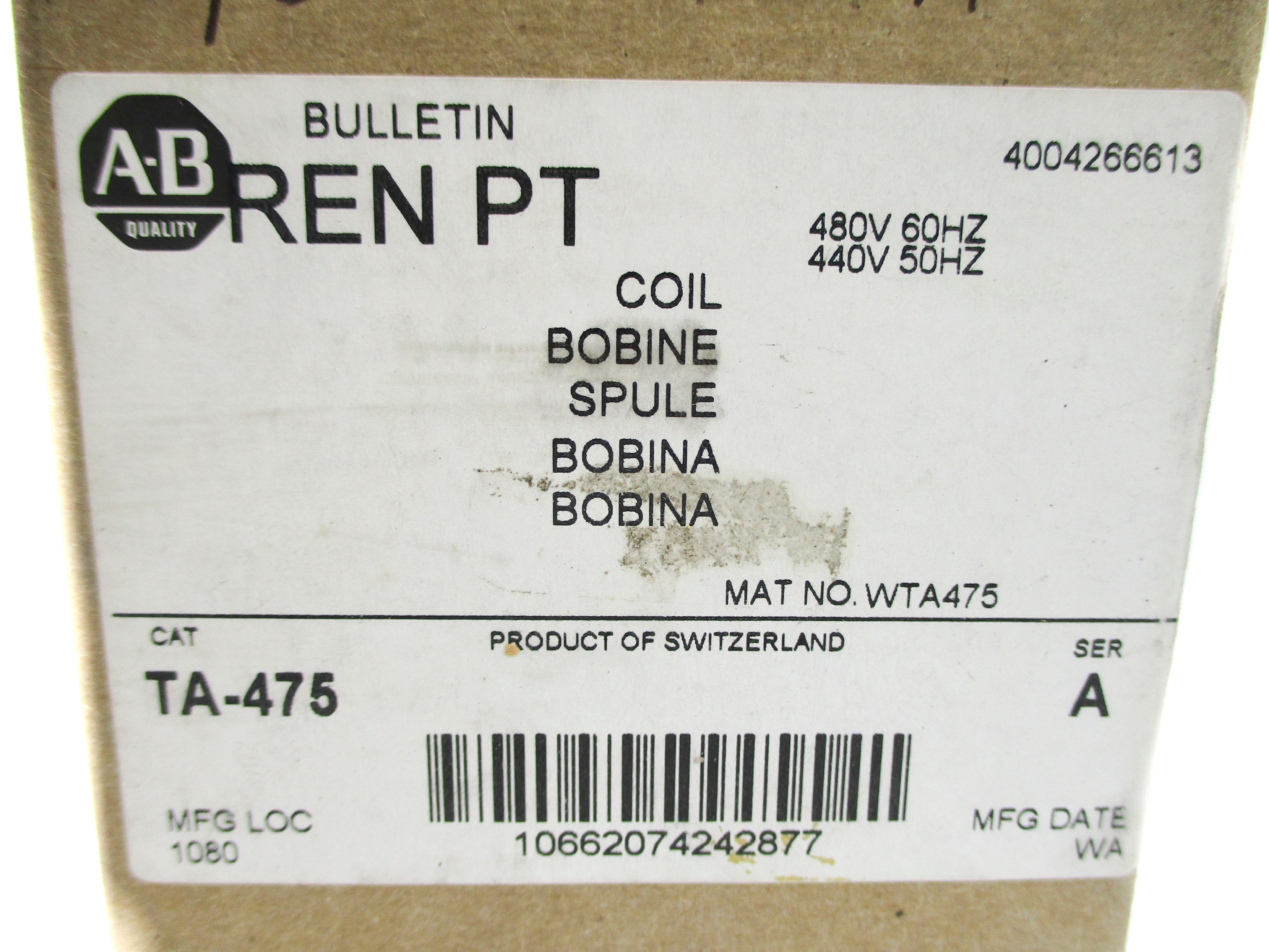 ALLEN BRADLEY TA-475 SER. A (BR/WH) NSMP