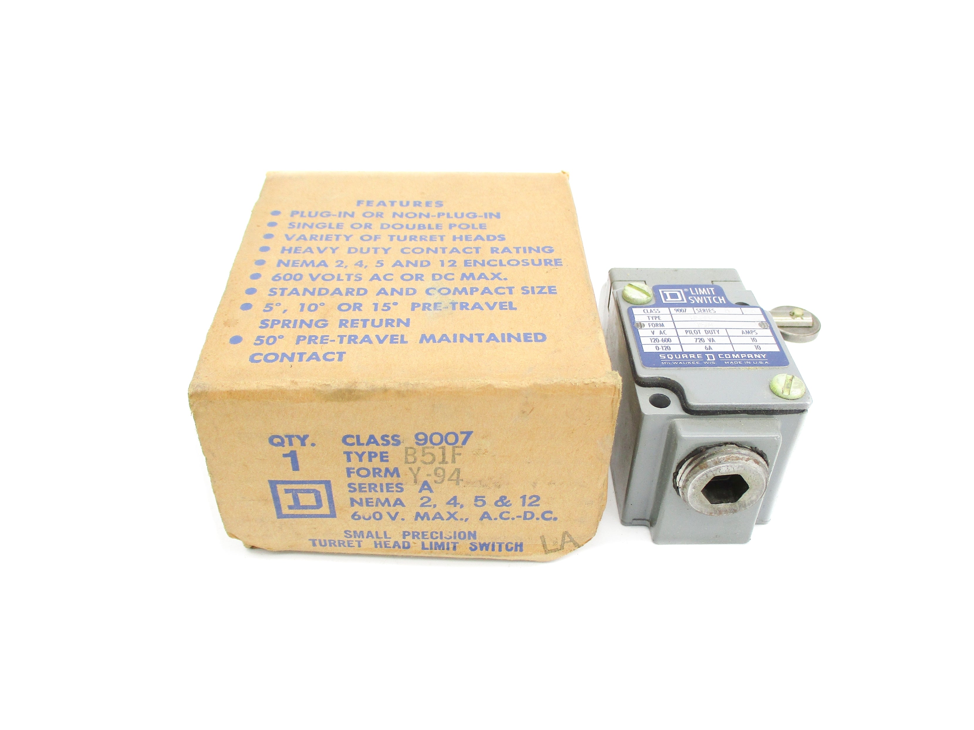 SQUARE D 9007B51F SER. A 120-600VAC 10A NSMP