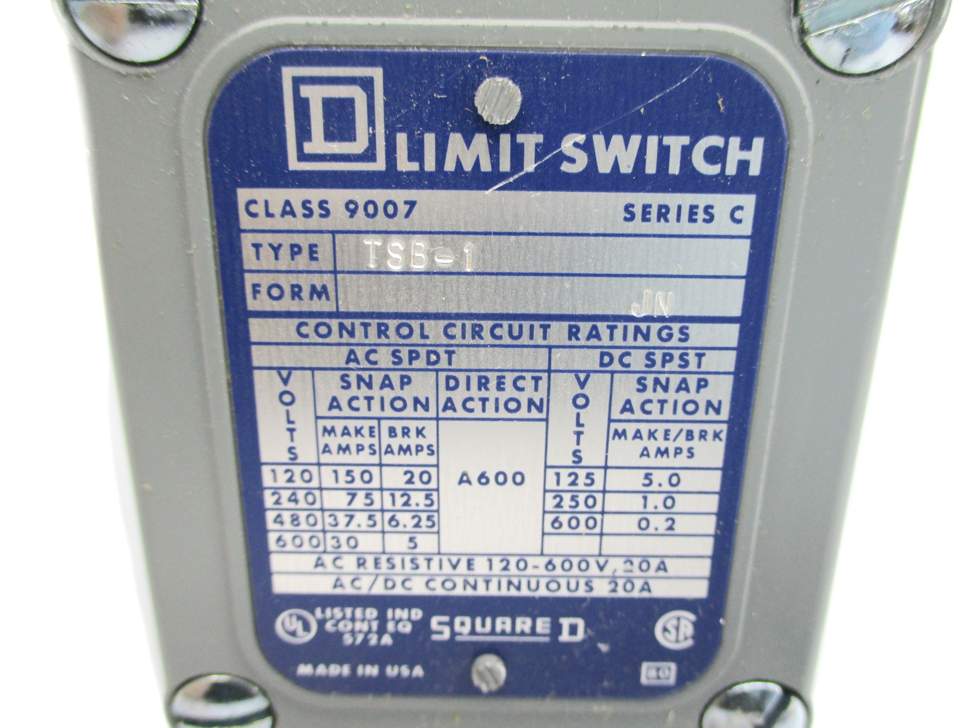 SQUARE D 9007TSB1 SER. C UNMP