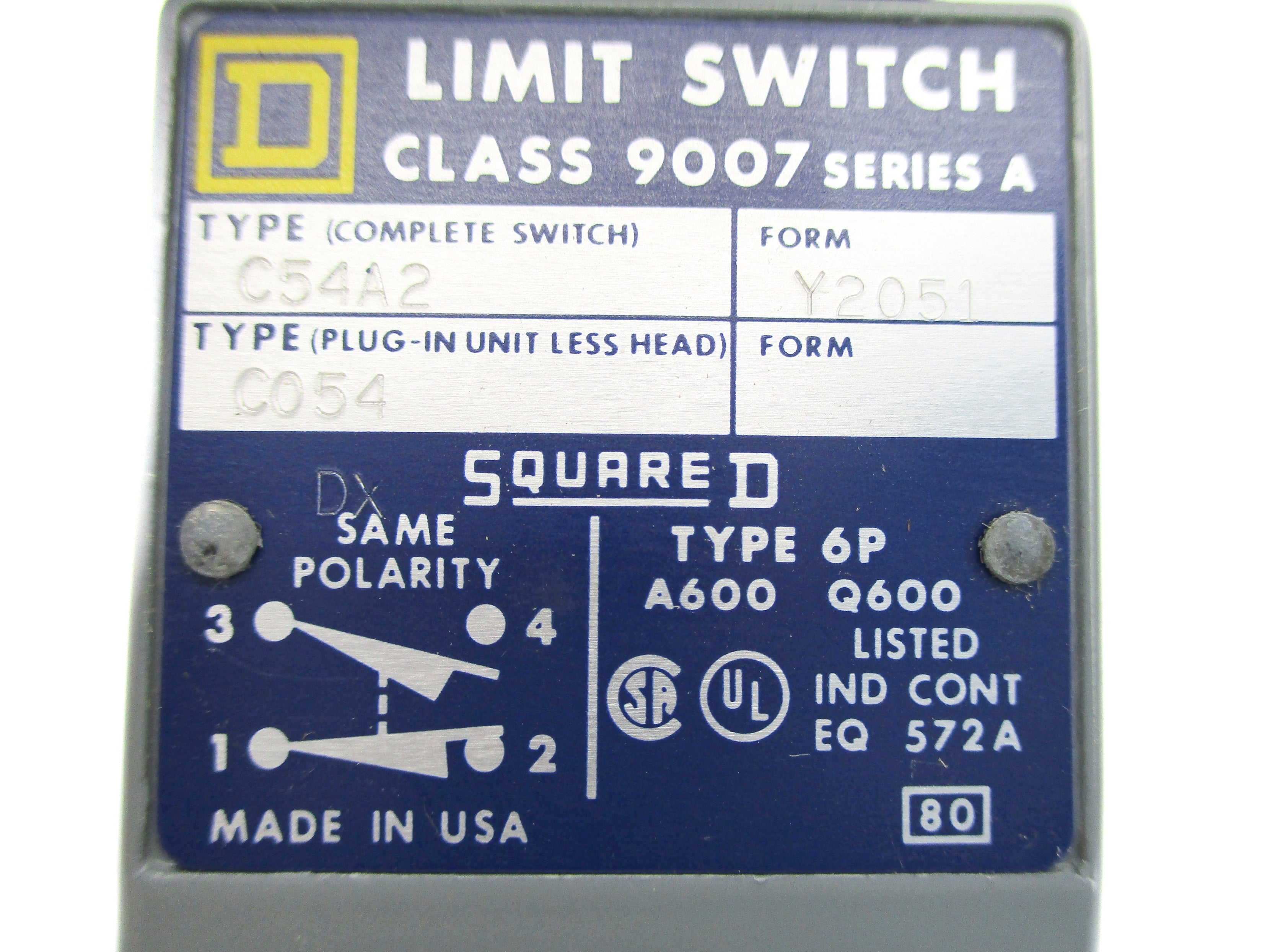 SQUARE D 9007C54A2 SER. A UNMP