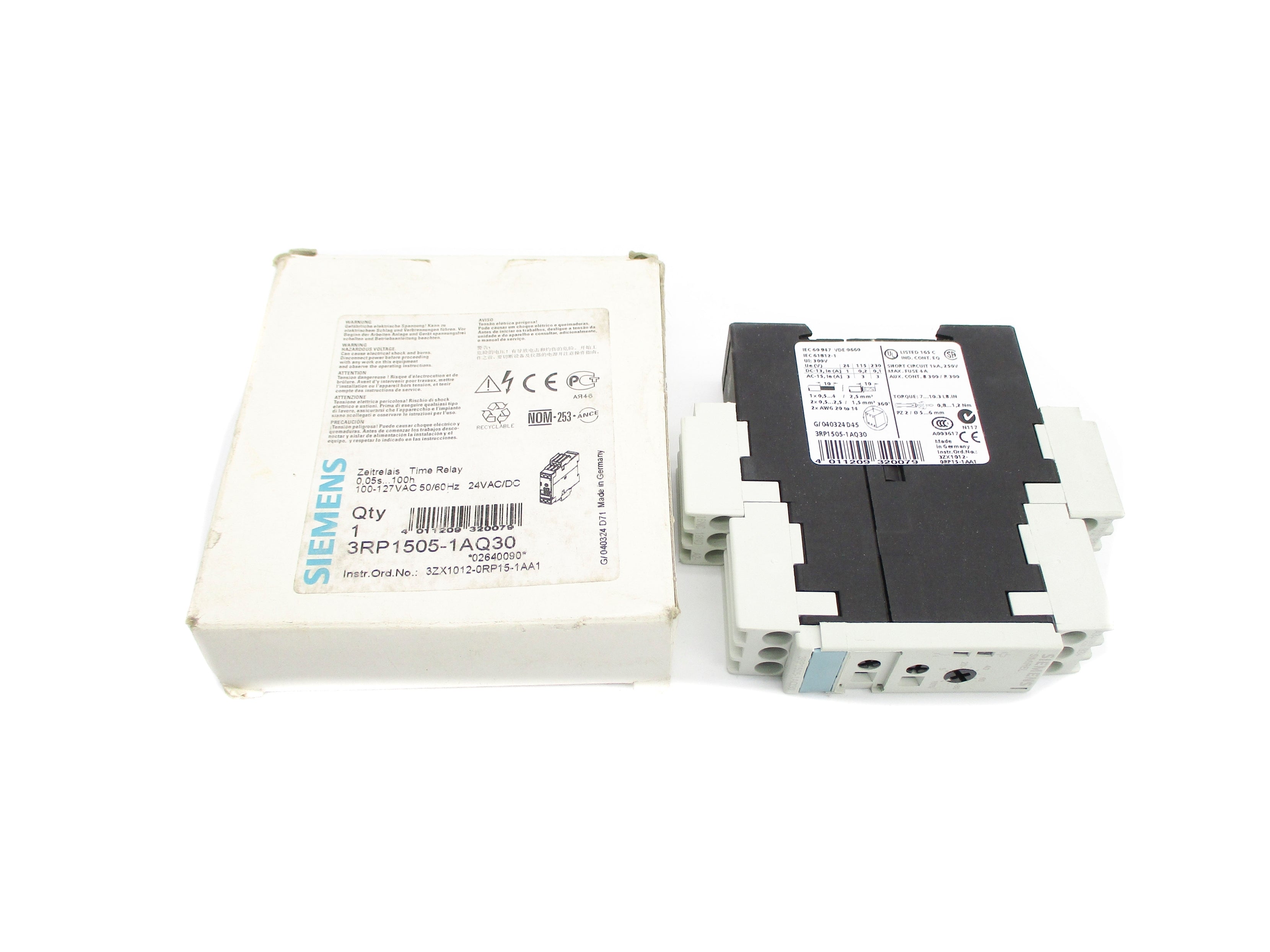 SIEMENS 3RP1505-1AQ30 100-127VAC 0.05S-100H NSMP