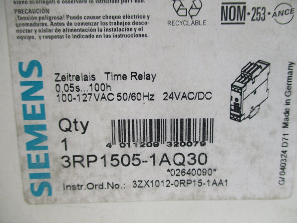 SIEMENS 3RP1505-1AQ30 100-127VAC 0.05S-100H NSMP