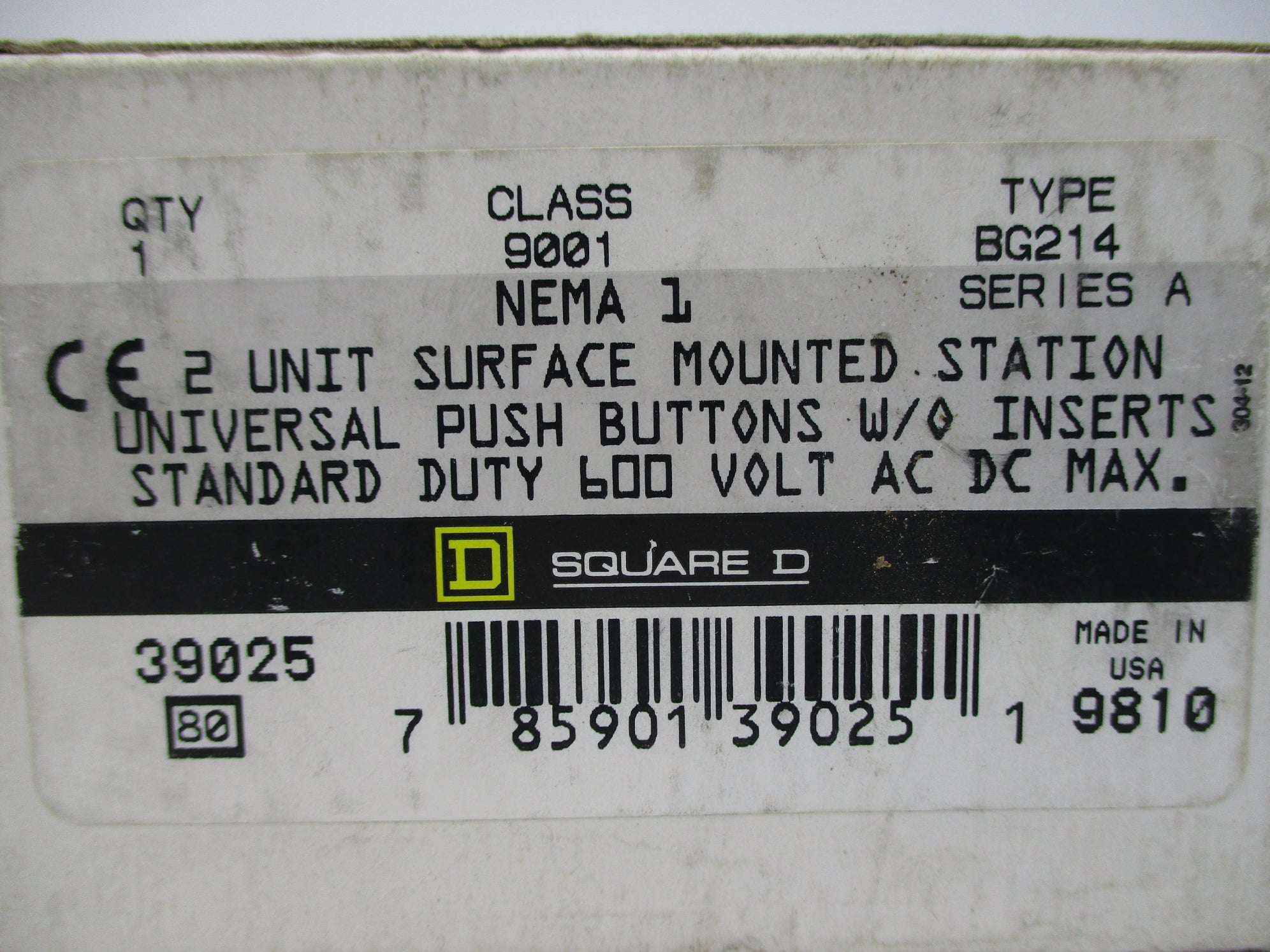 SQUARE D 9001BG214 SER. A NSMP