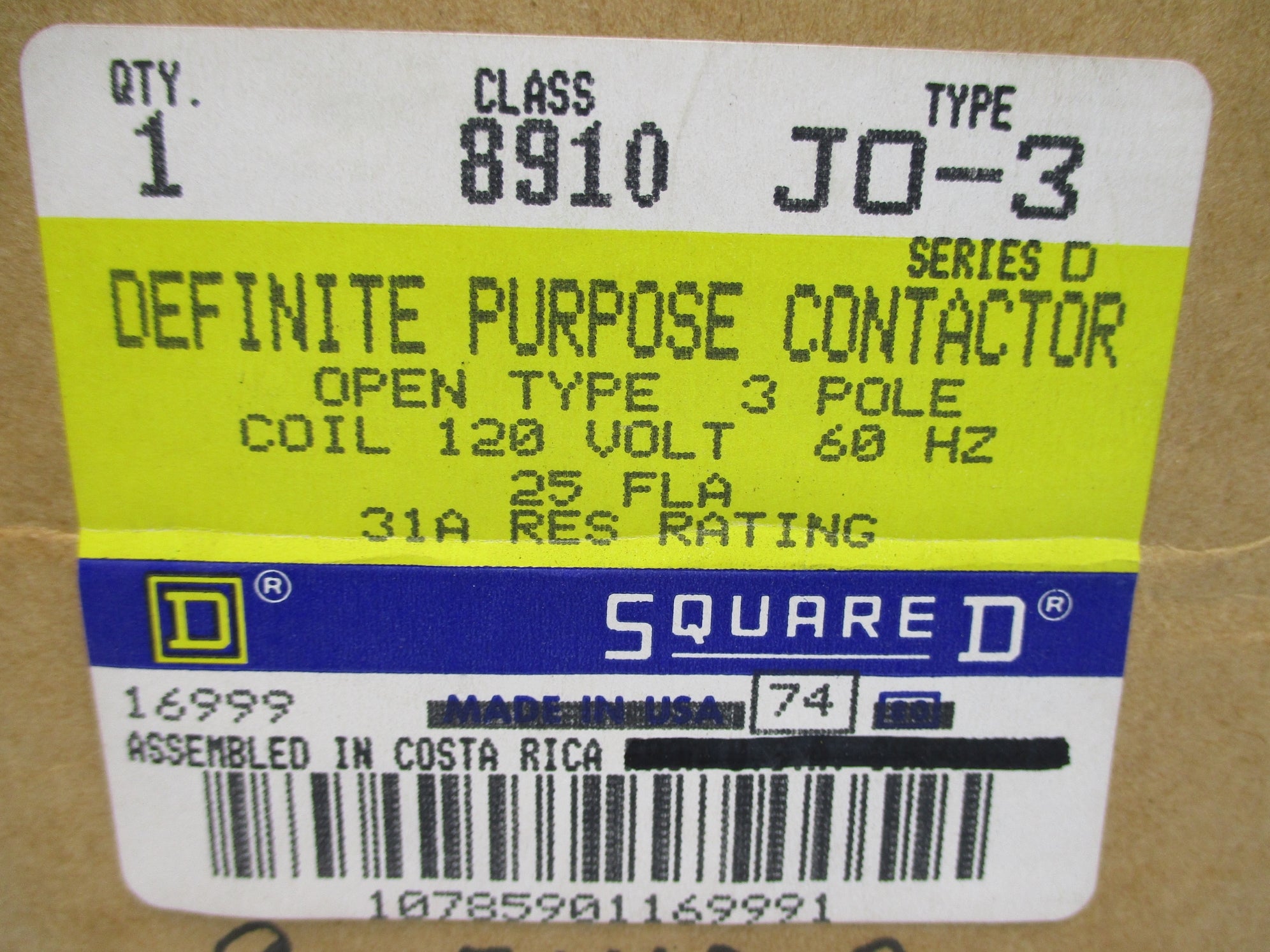 SQUARE D 8910JO3 SER. D 120V NSMP