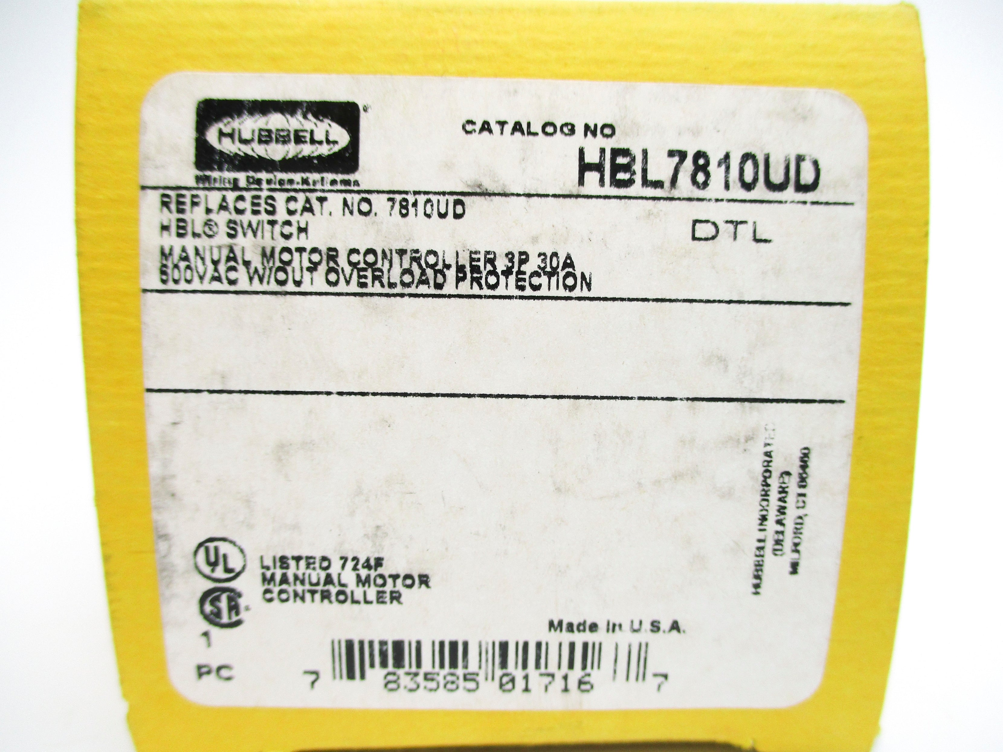 HUBBELL HBL7810UD 600VAC 30A NSMP