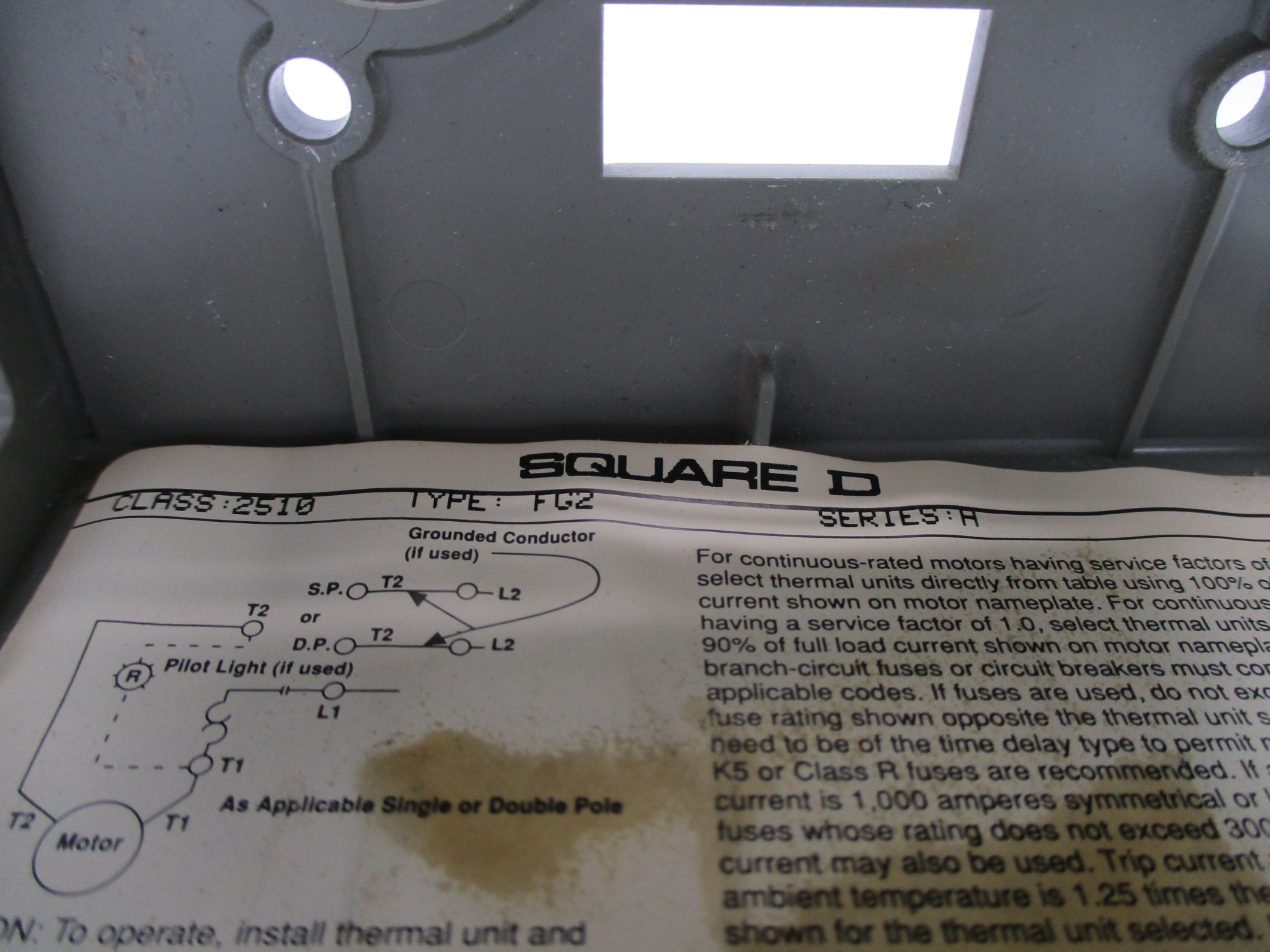 SQUARE D 2510FG2 SER. H UNMP