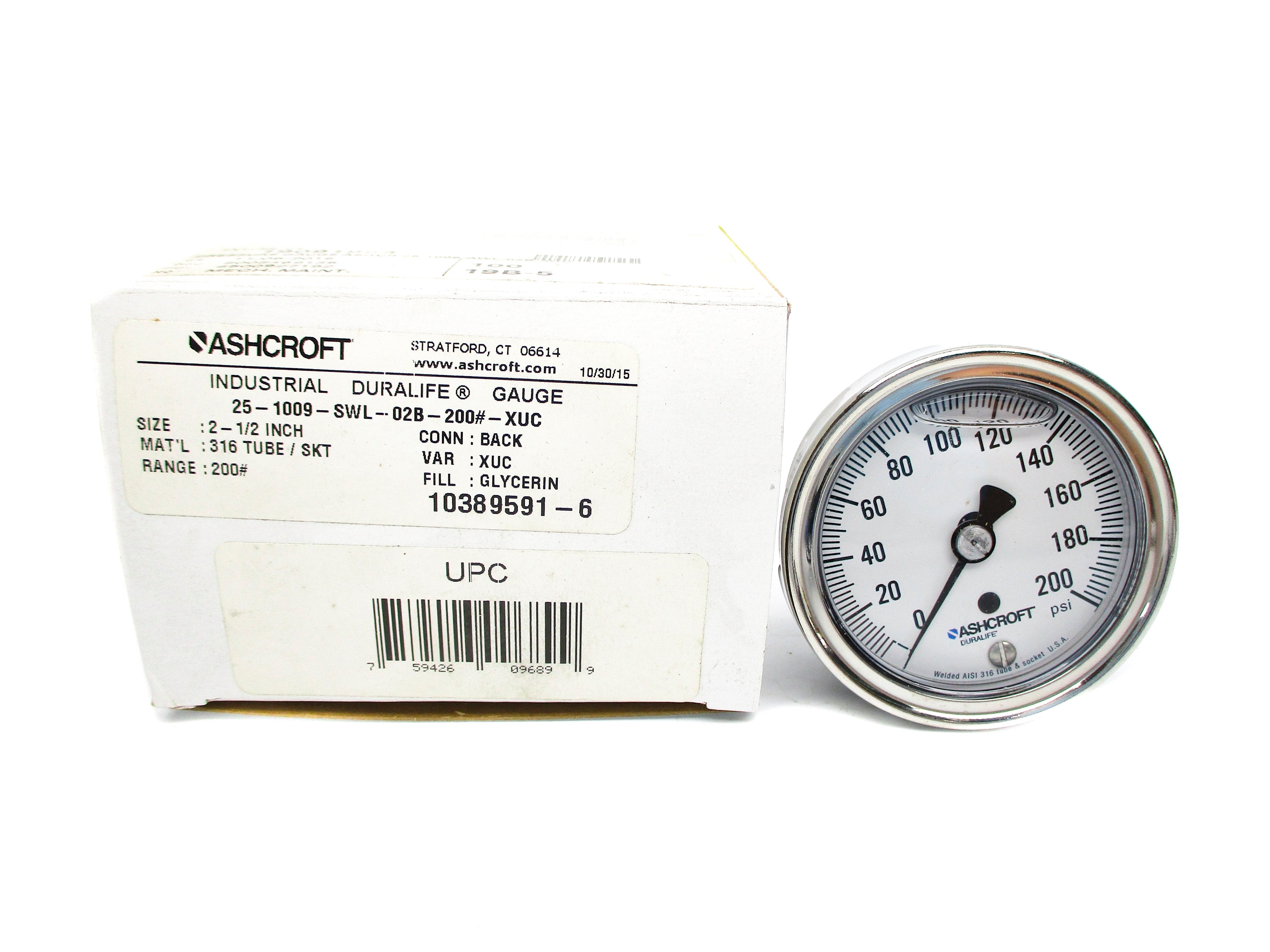 ASHCROFT 25-1009-SWL-02B-200#-XUC 200PSI NSMP