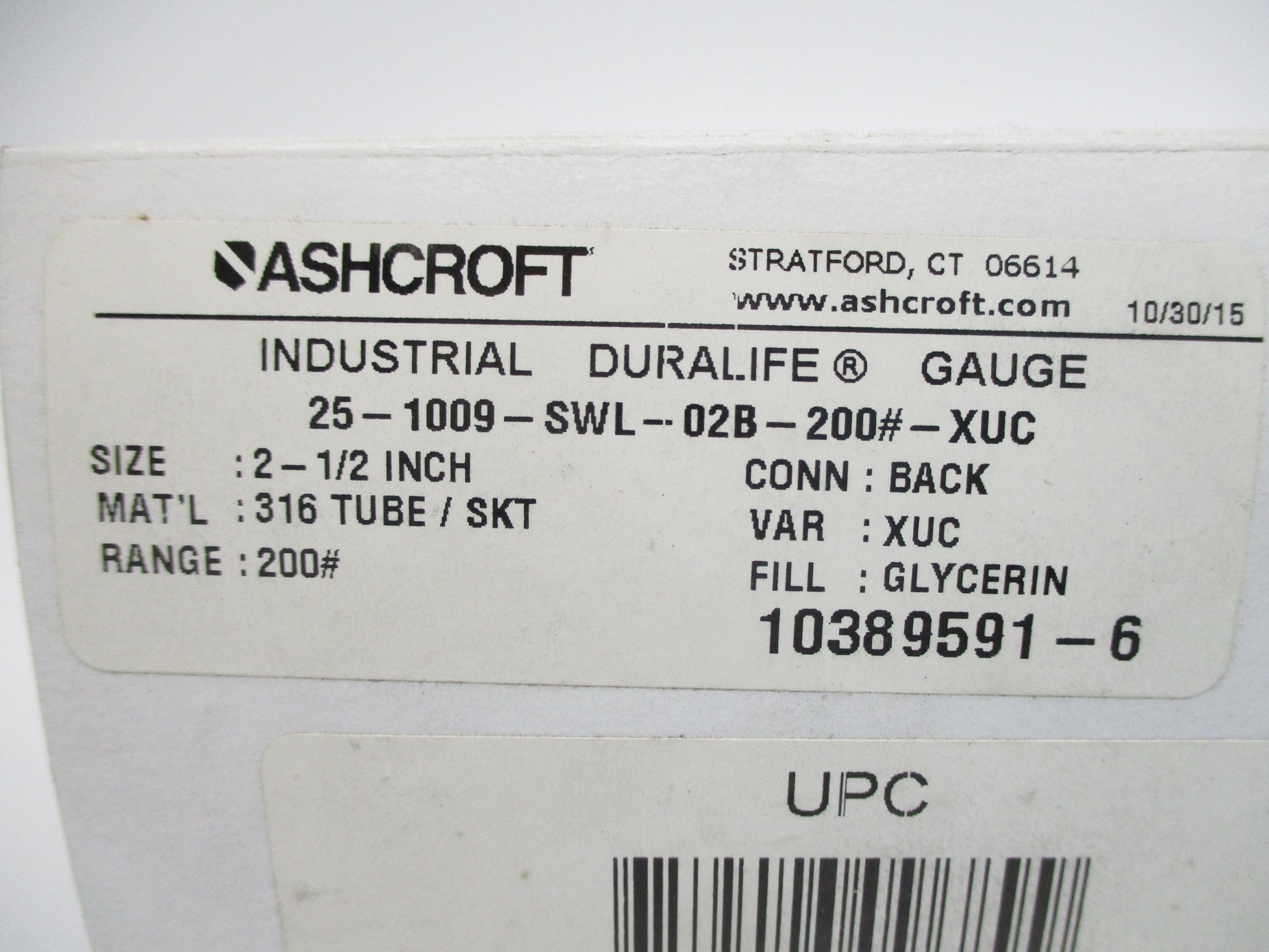 ASHCROFT 25-1009-SWL-02B-200#-XUC 200PSI NSMP