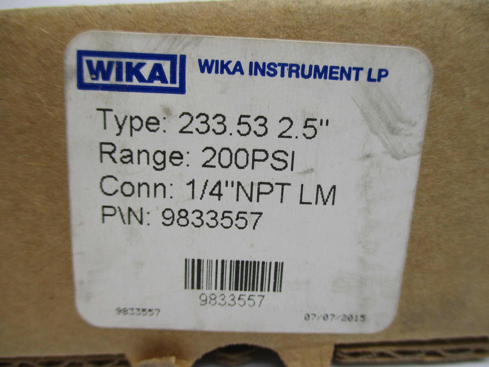 WIKA 9833557 233.53 200PSI 2.5" NSMP