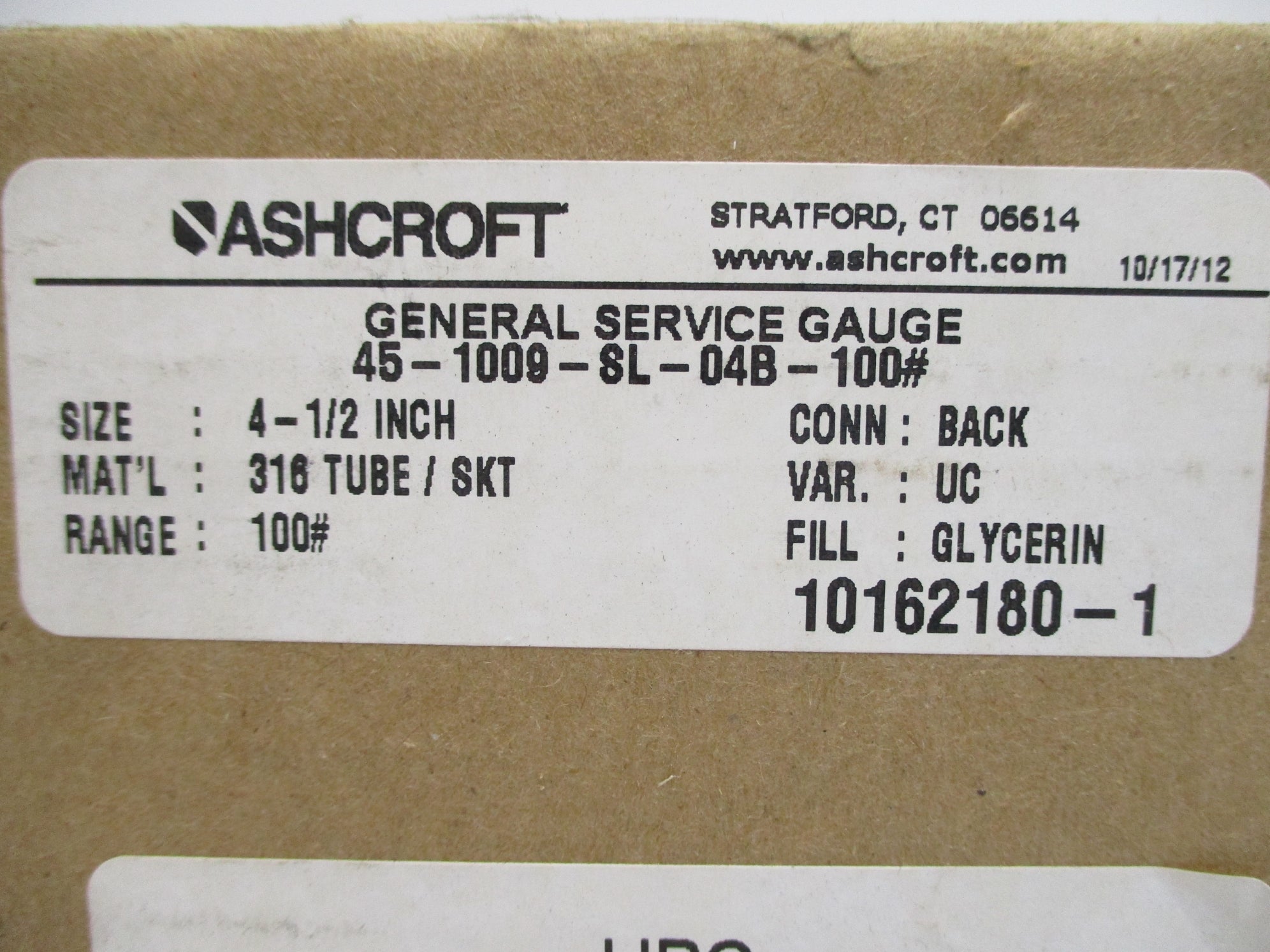 ASHCROFT 45-1009-SL-04B-100# 100PSI NSMP