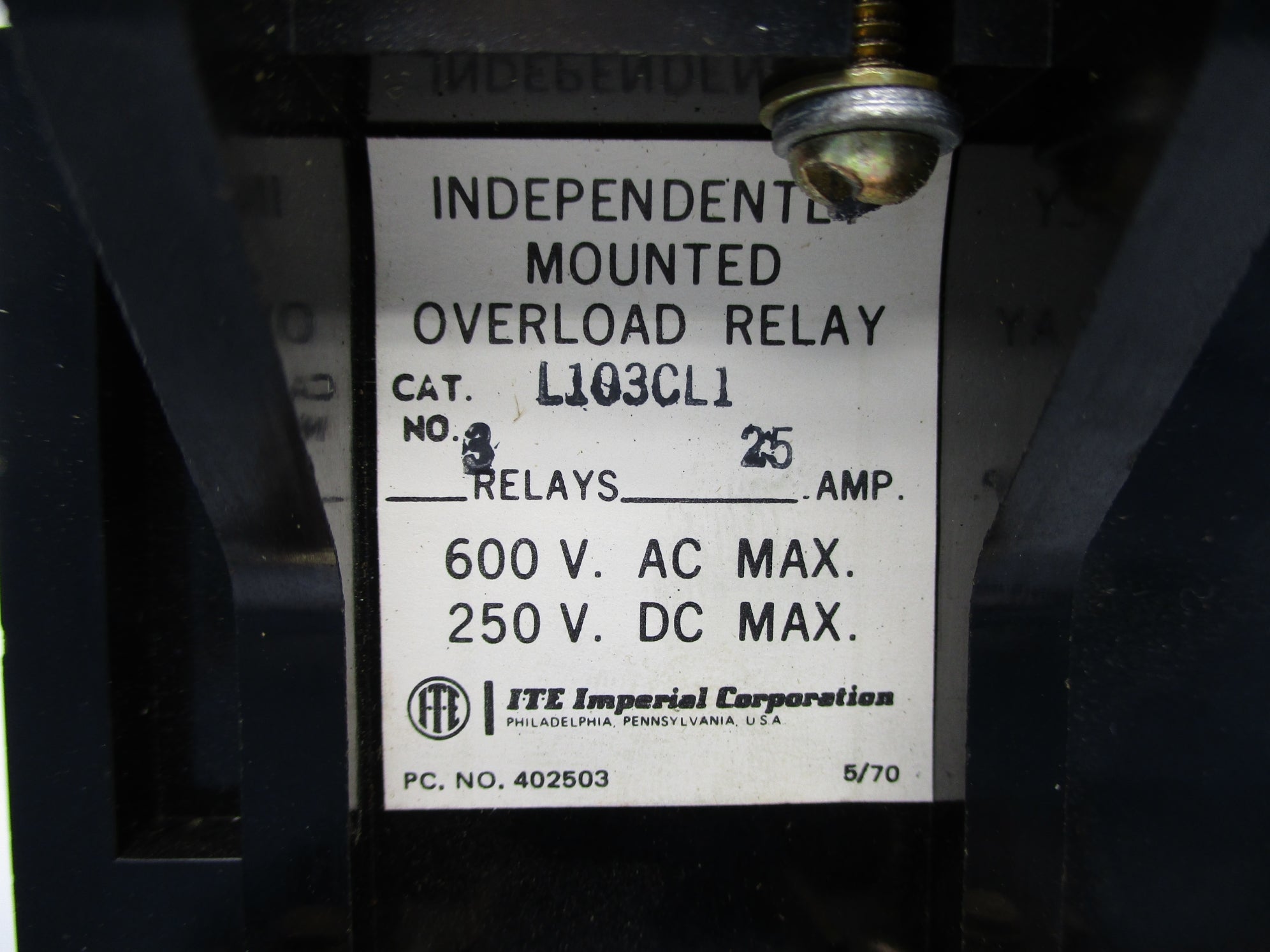 ITE L103CL1 25A 600VAC 250VDC UNMP