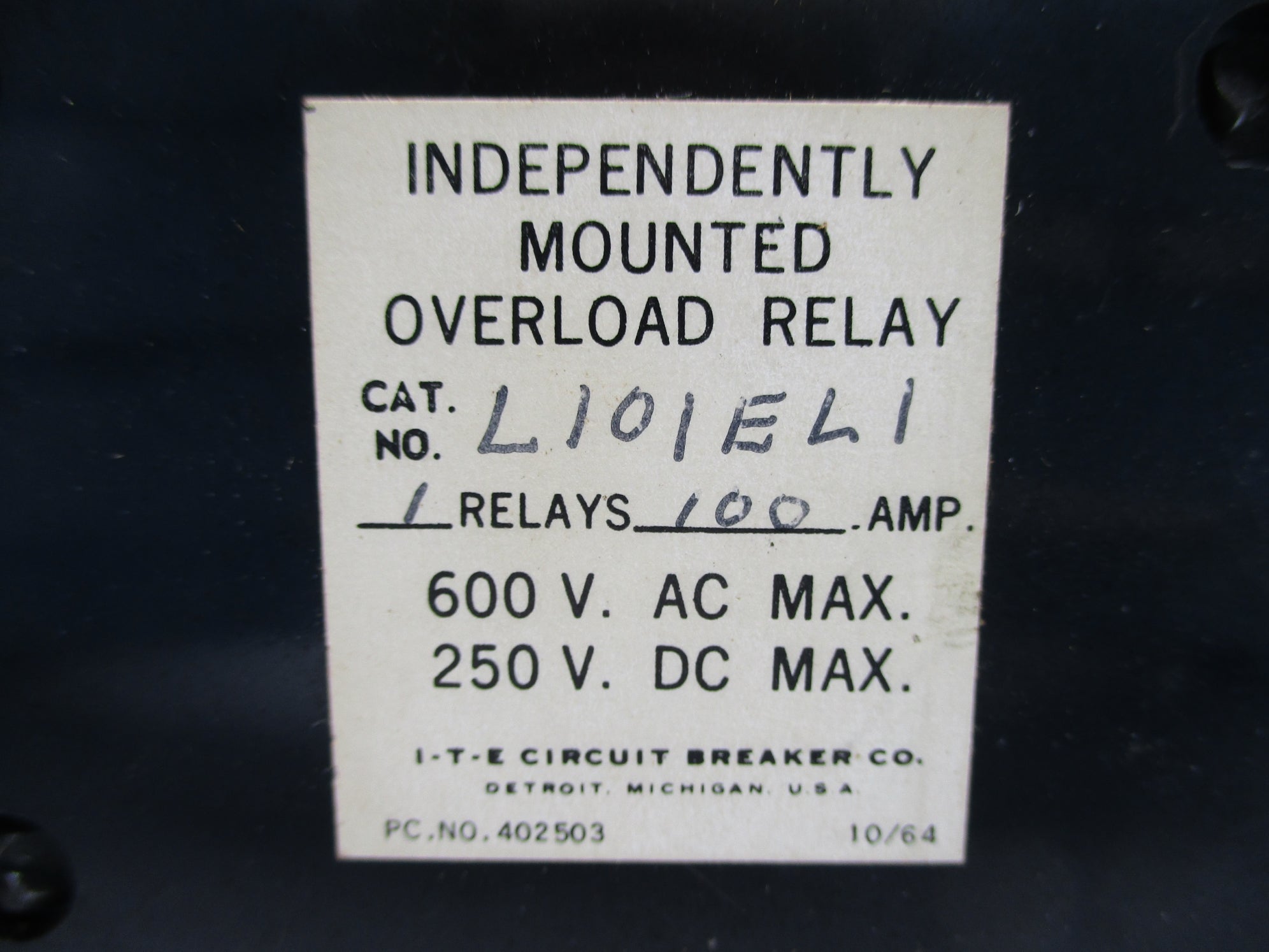 ITE L101EL1 100A 600VAC 250VDC UNMP