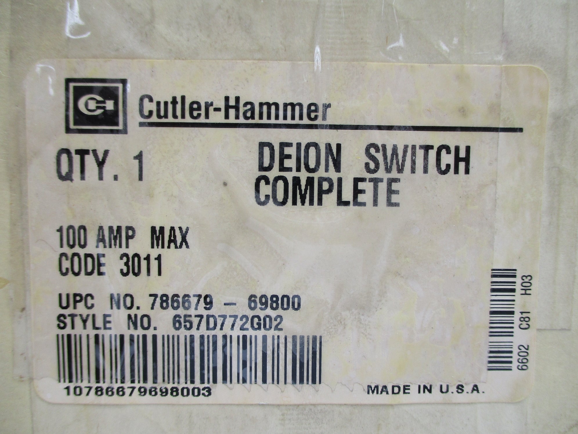 CUTLER HAMMER 657D772G02 NSMP