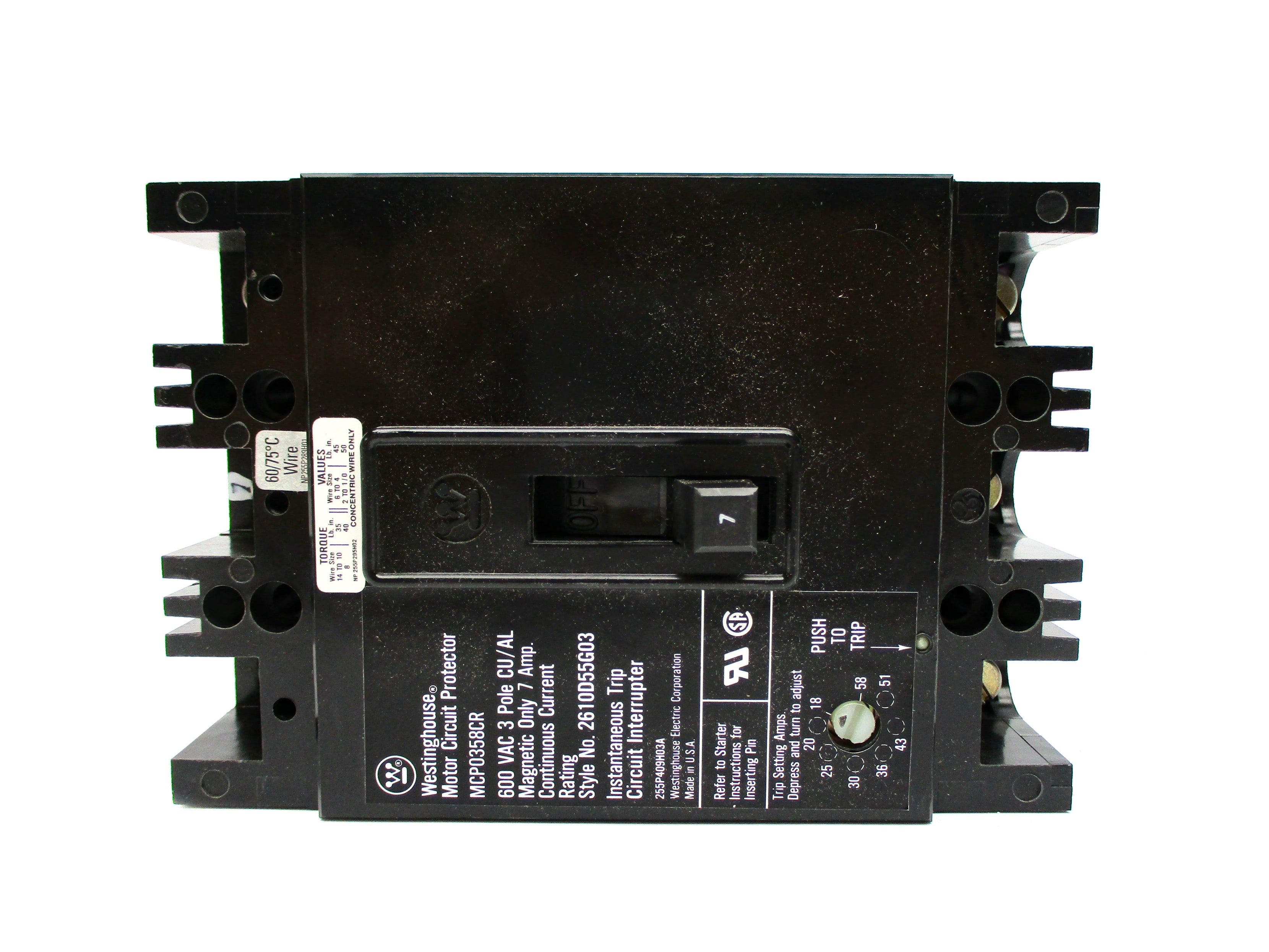 CUTLER HAMMER MCP0358CR 2610D55G03 7A 600VAC NSMP