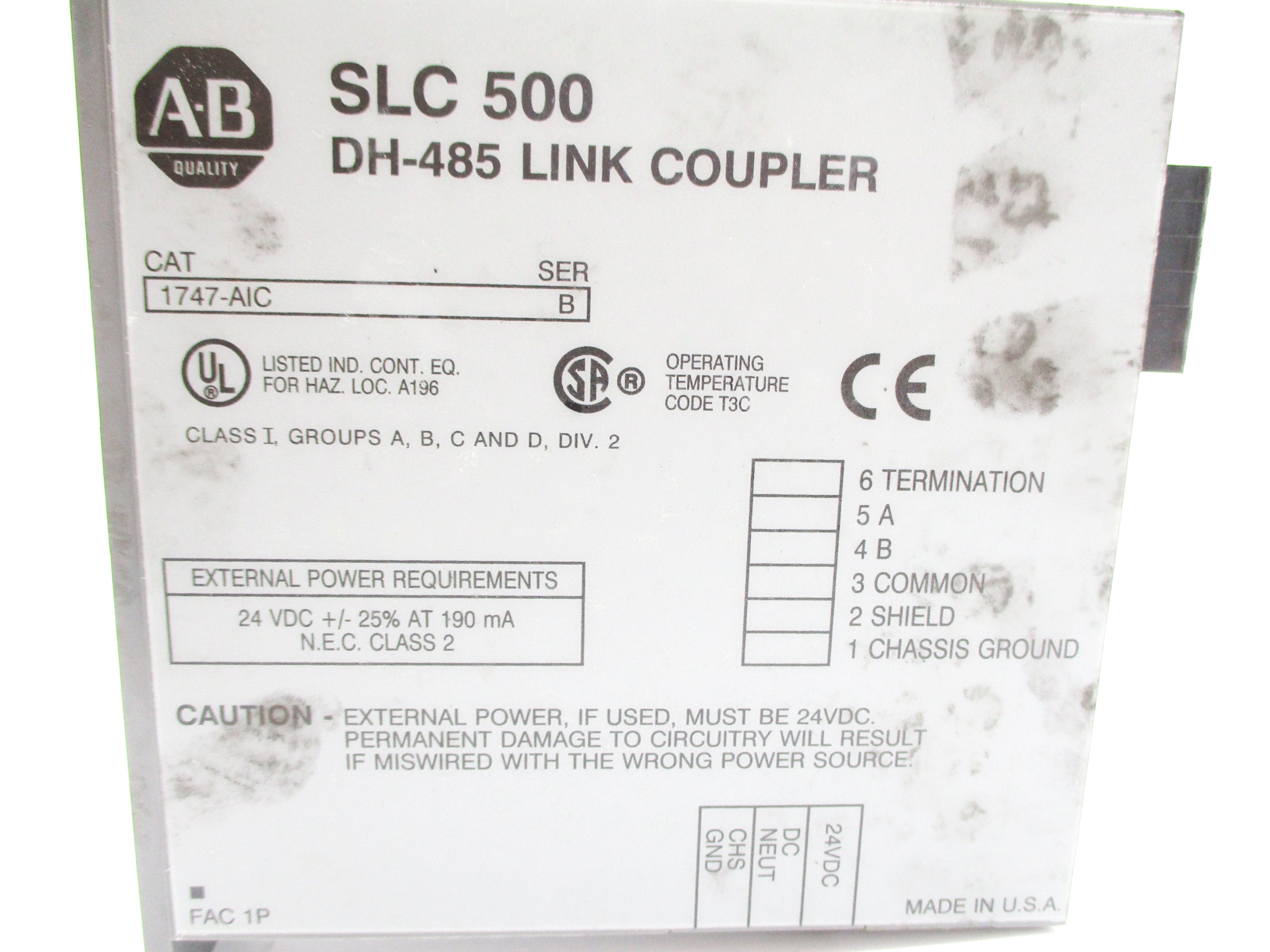 ALLEN BRADLEY 1747-AIC SER. B 24VDC UNMP