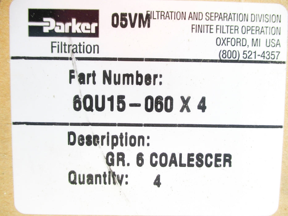 PARKER 6QU15-060X4 (PKG OF 4) NSMP