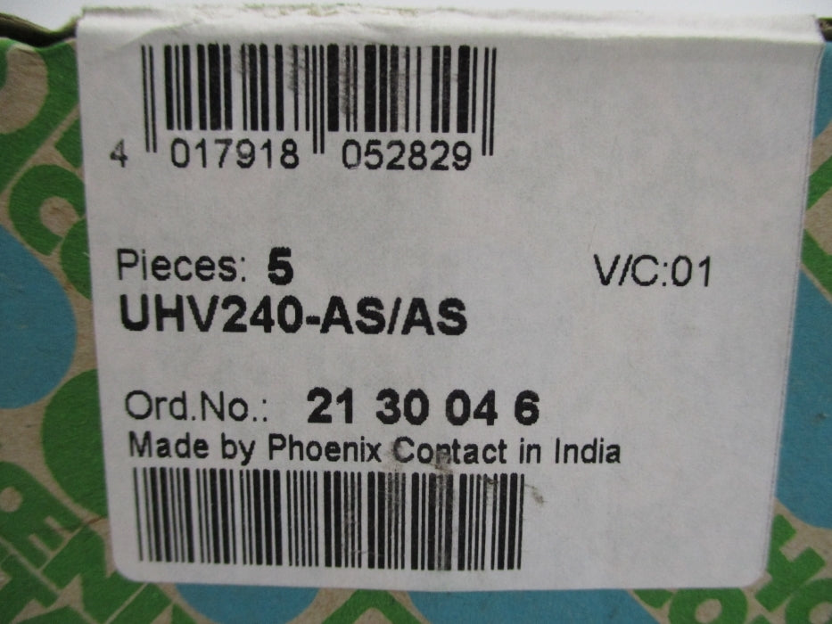 PHOENIX CONTACT UHV240-AS/AS (PKG OF 5) NSFS
