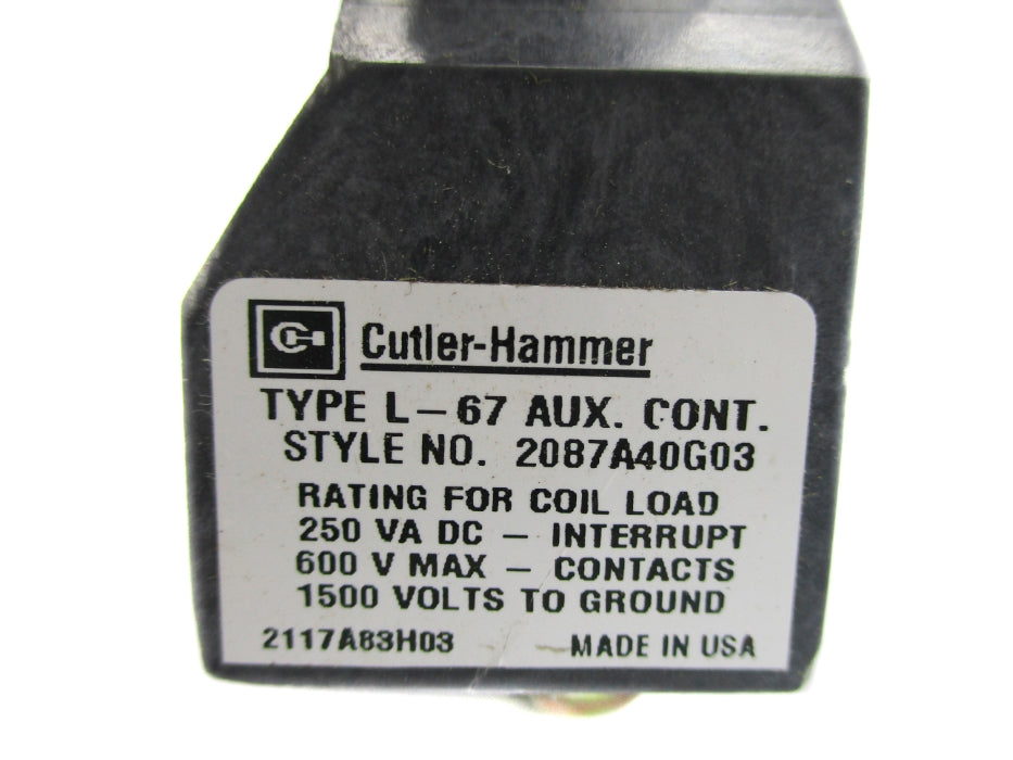 CUTLER HAMMER 2087A40G03 L-67 NSNP
