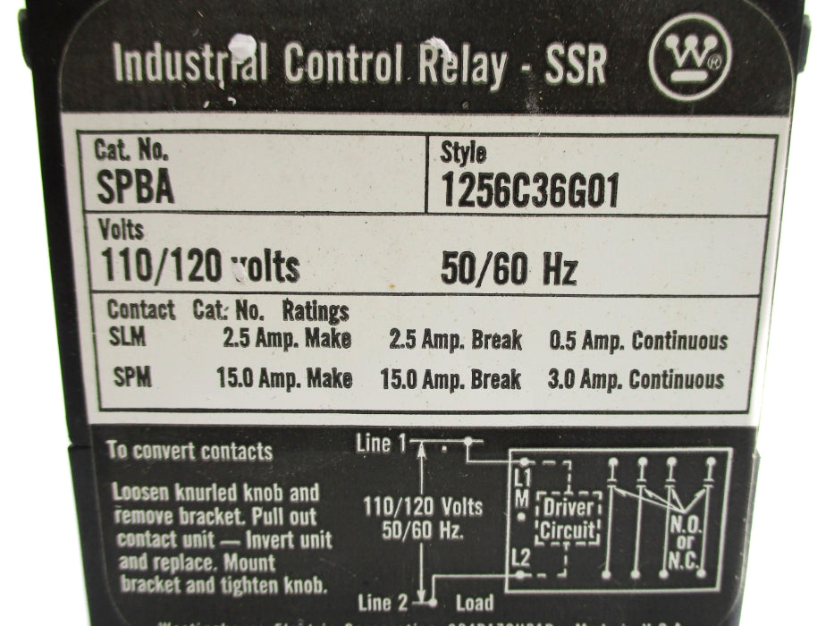 WESTINGHOUSE SPBA 1256C36G01 110/120V NSNP