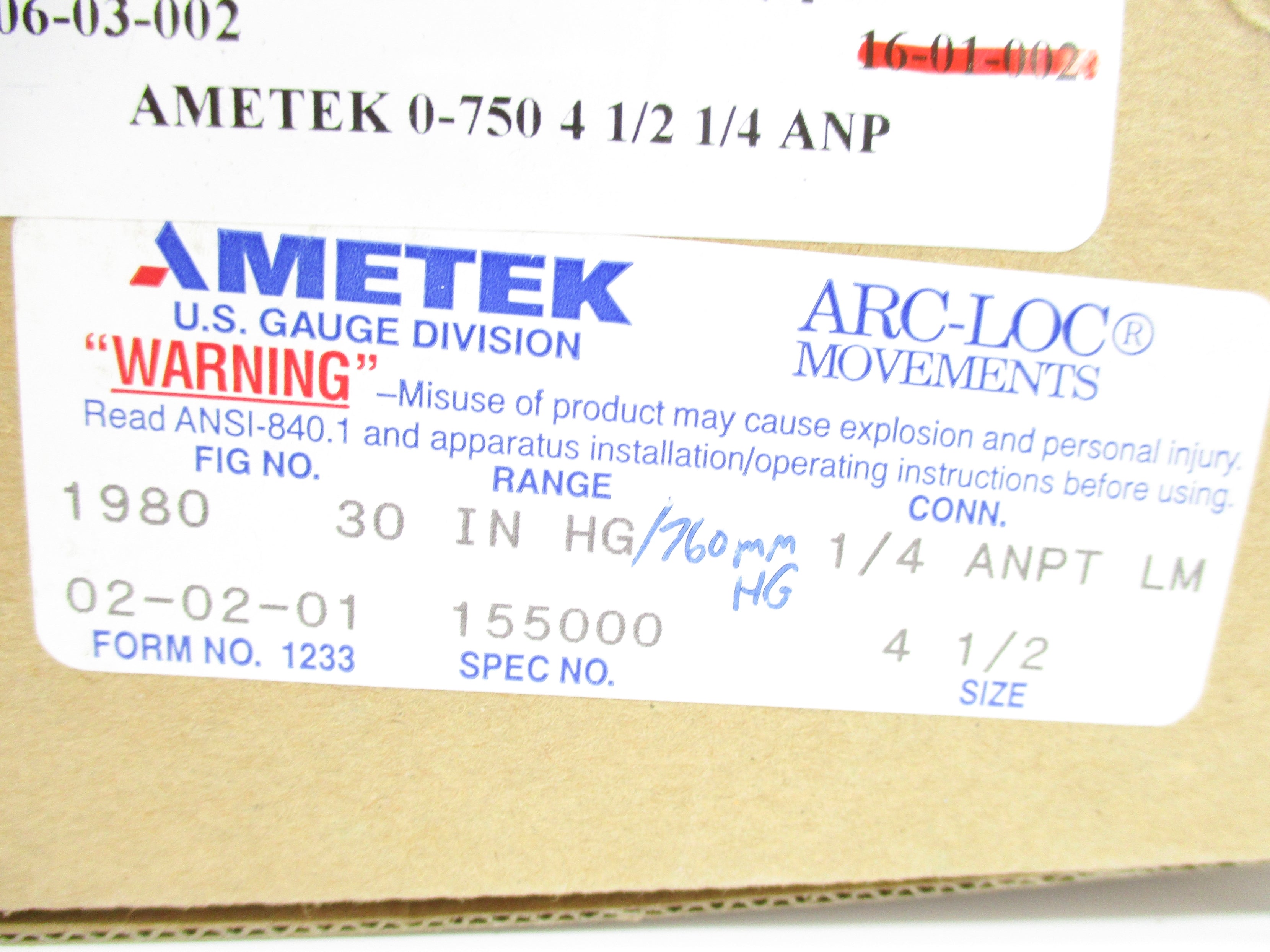 AMETEK 1980 0-750PSI NSMP
