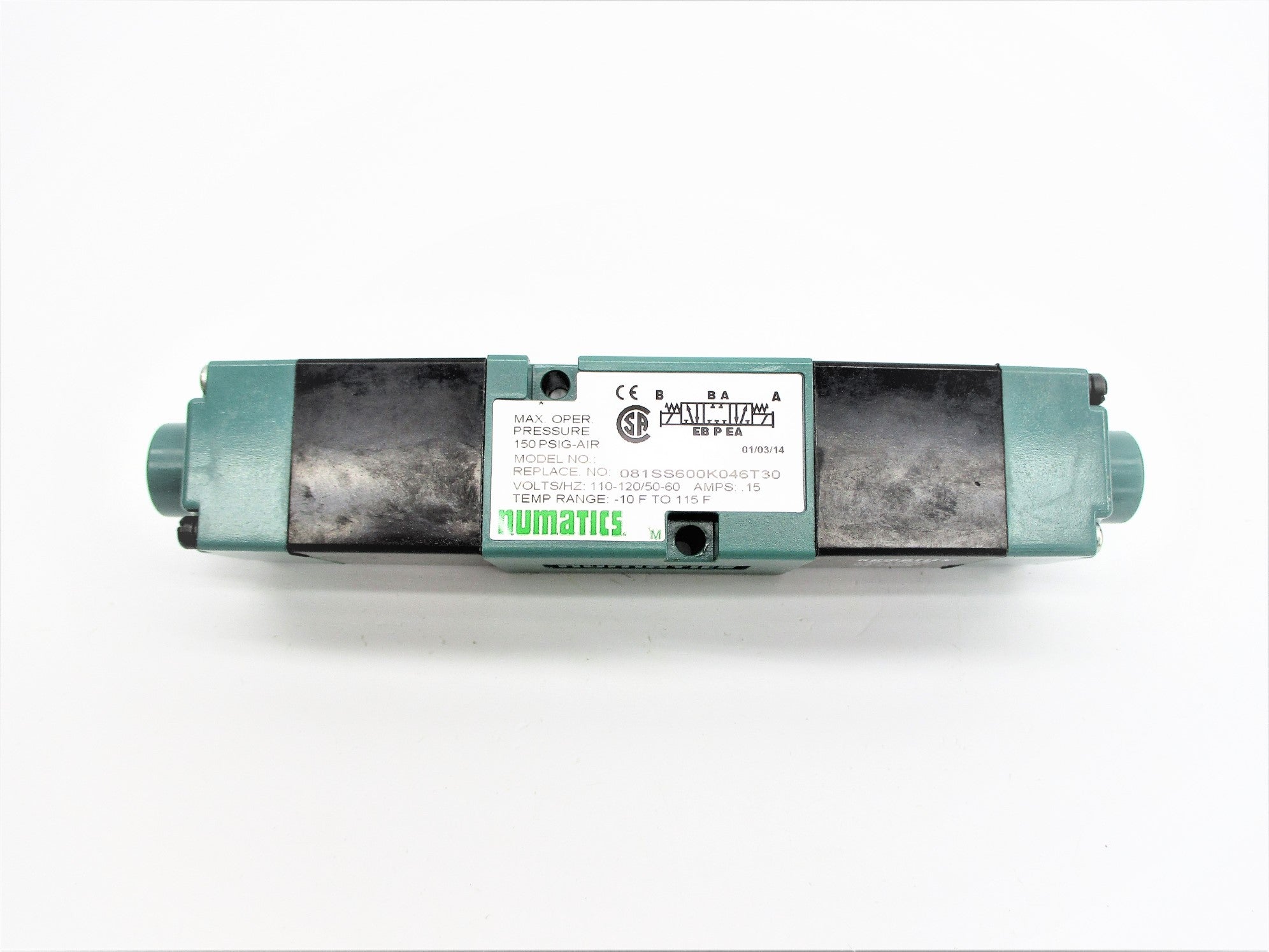 NUMATICS 081SS600K046T30 110/120V .15A 150PSI NSNP