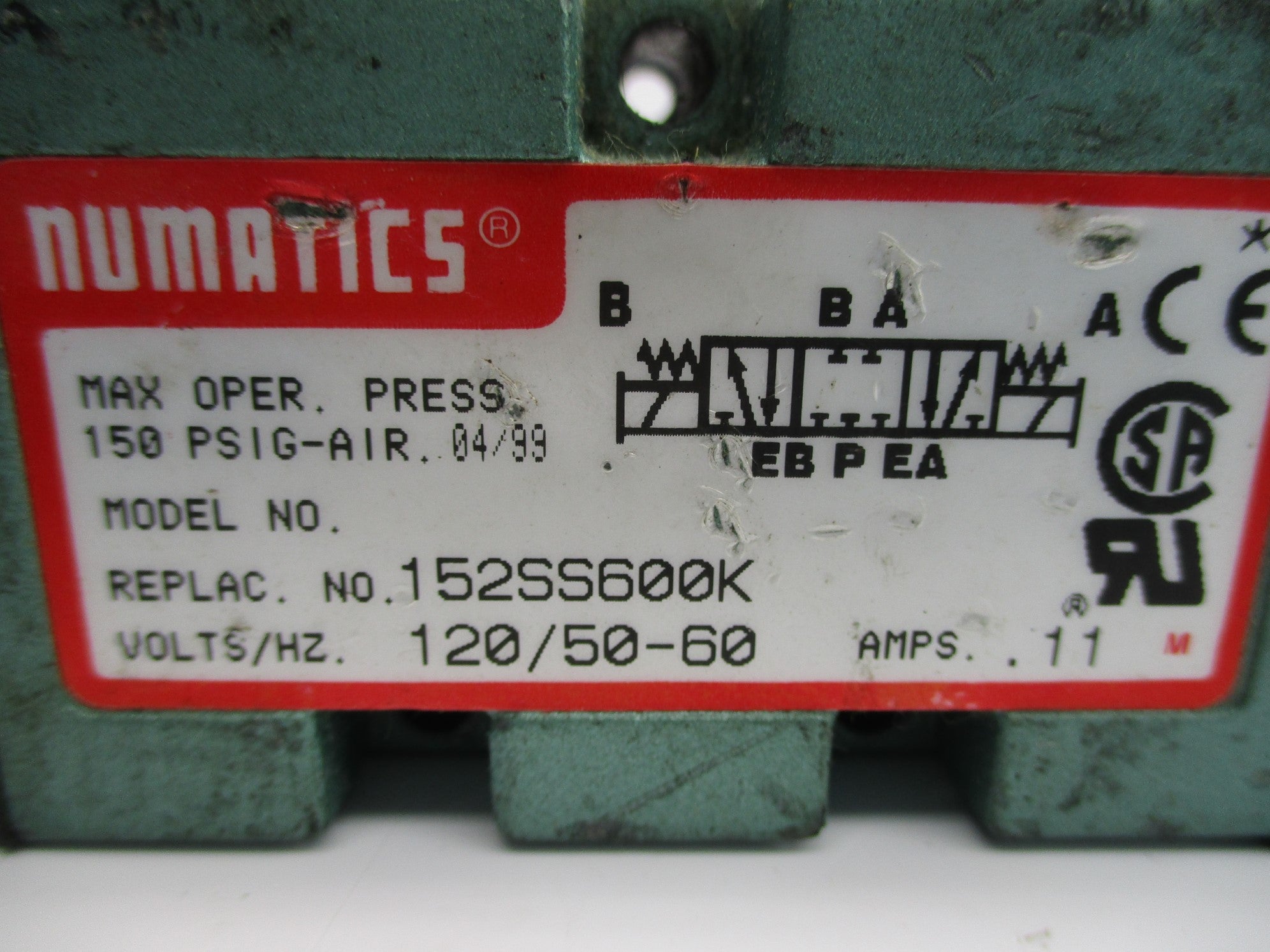 NUMATICS 152SS600K 120V .11A 150PSI UNMP