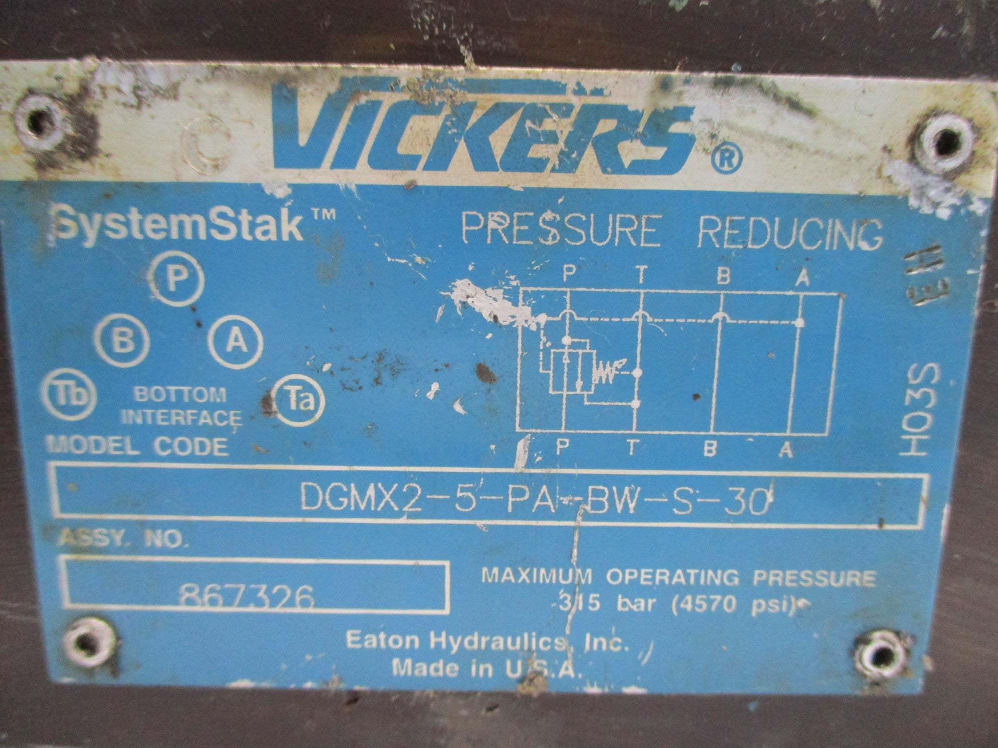 VICKERS DGMX25PABWS30 4570PSI UNMP