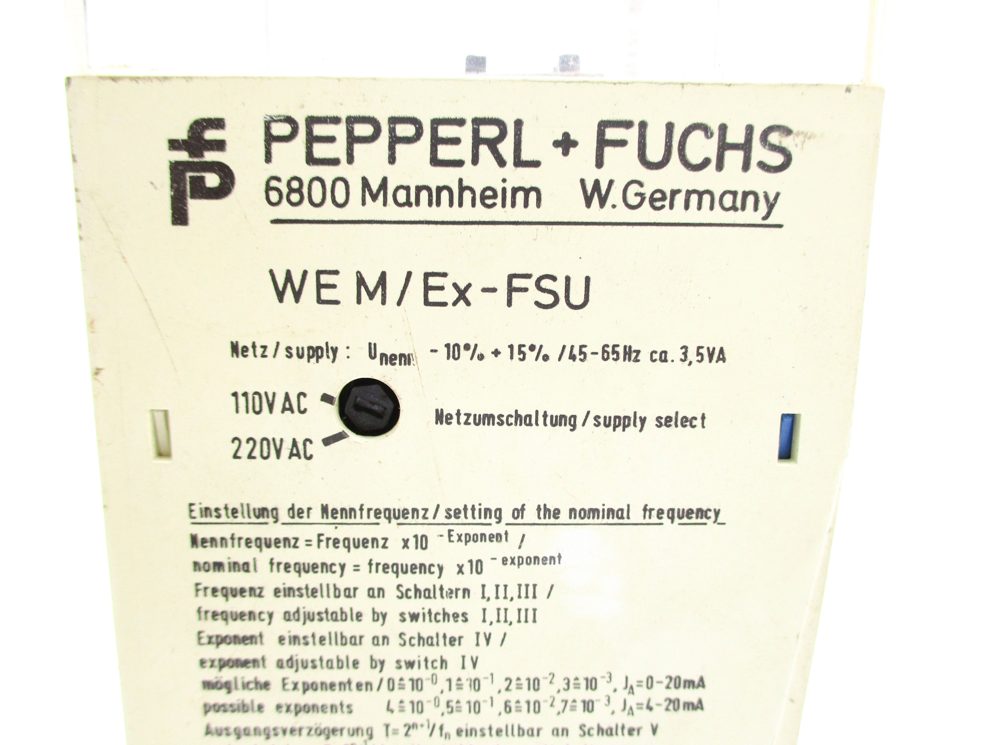 PEPPERL+FUCHS WEM/EX-FSU 110-220VAC UNMP