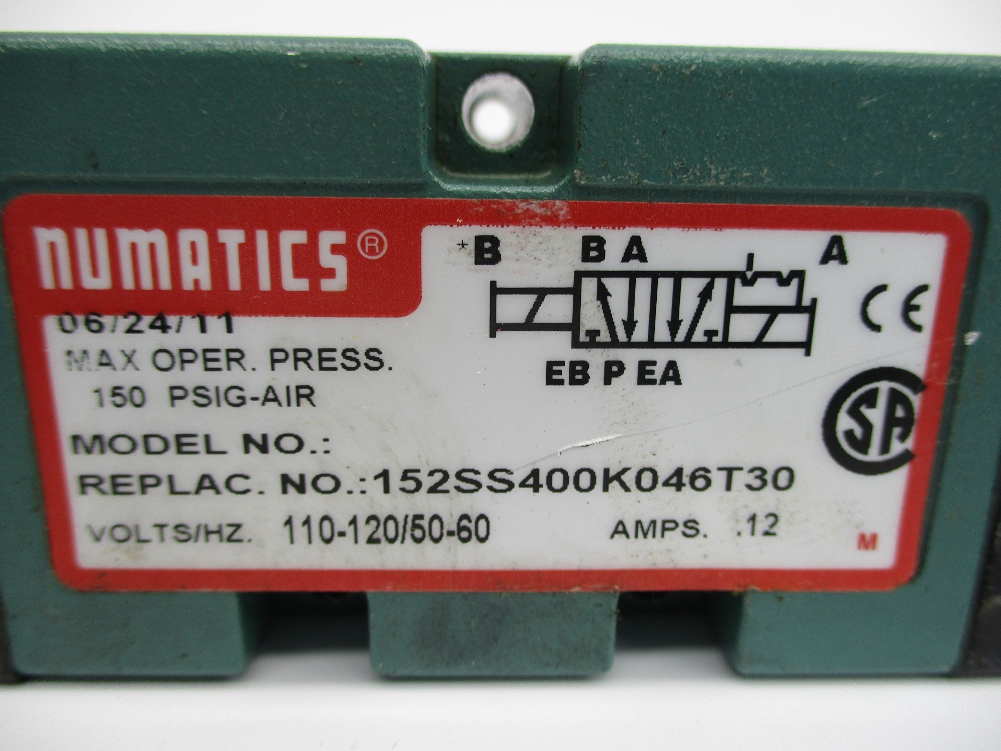 NUMATICS 152SS400K046T30 150PSIG 110/120V UNMP