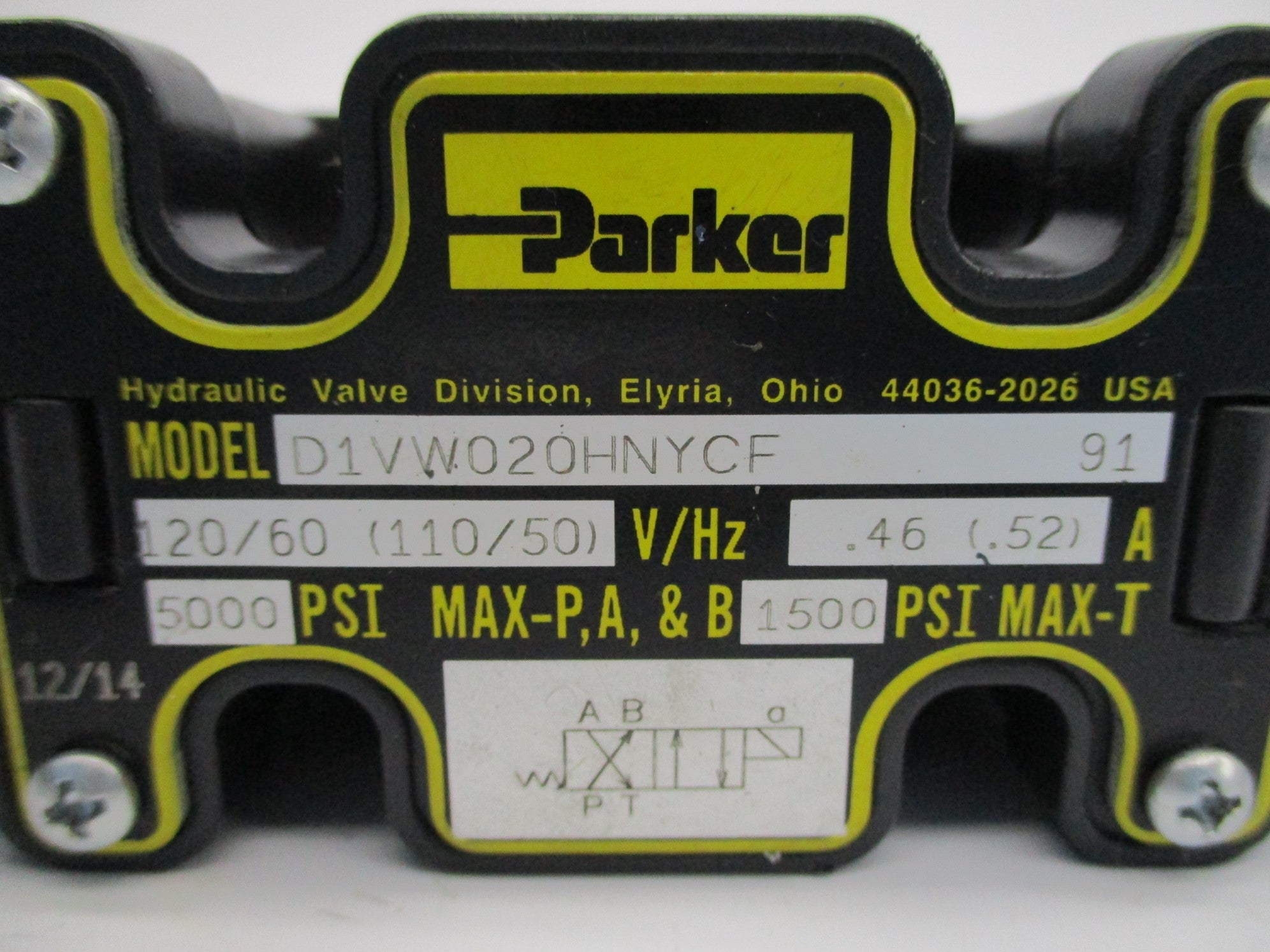 PARKER D1VW020HNYCF 110/120V 0.42-0.50A 5000PSI NSNP
