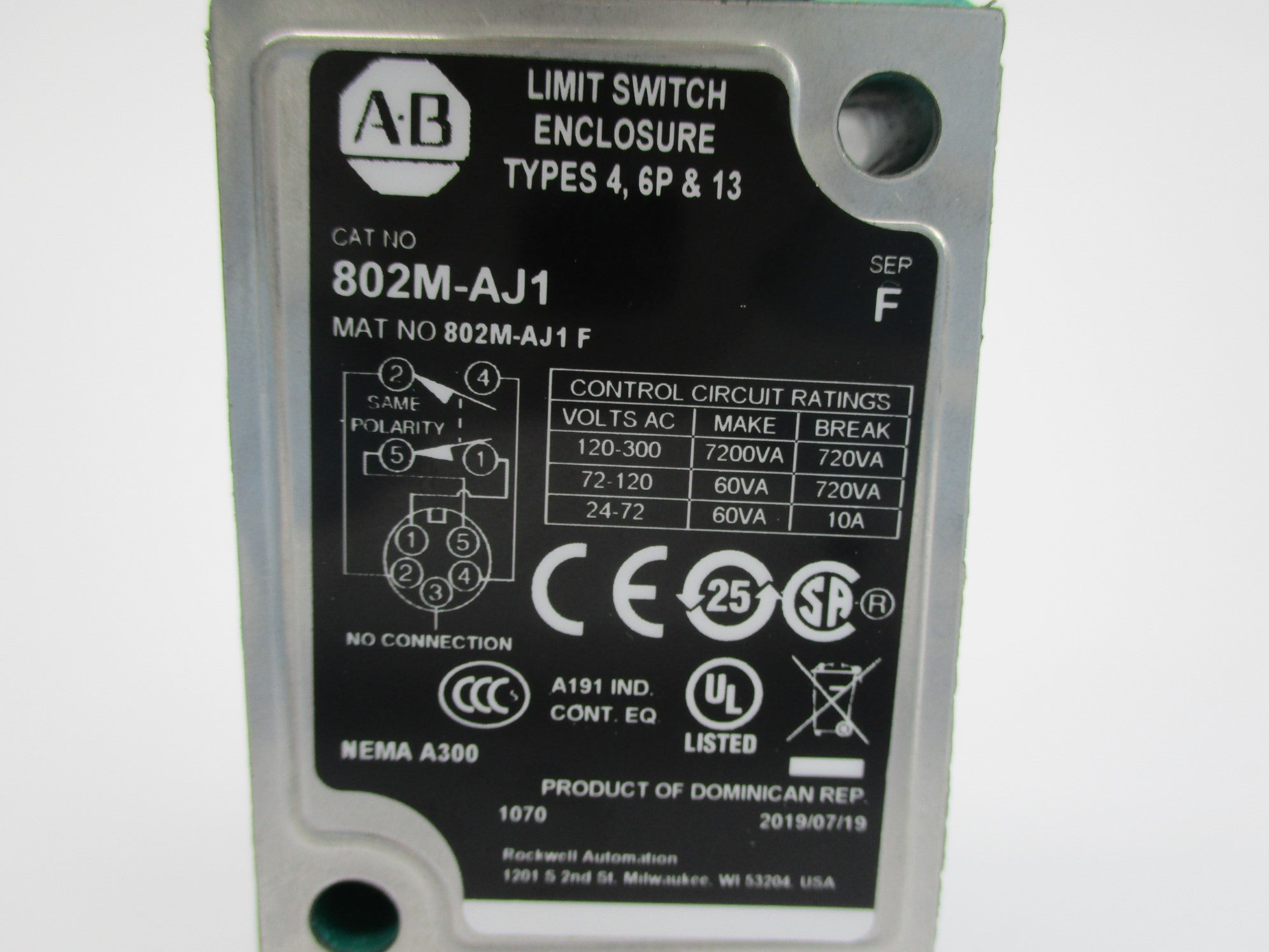 ALLEN BRADLEY 802M-AJ1 SER. F NSNP