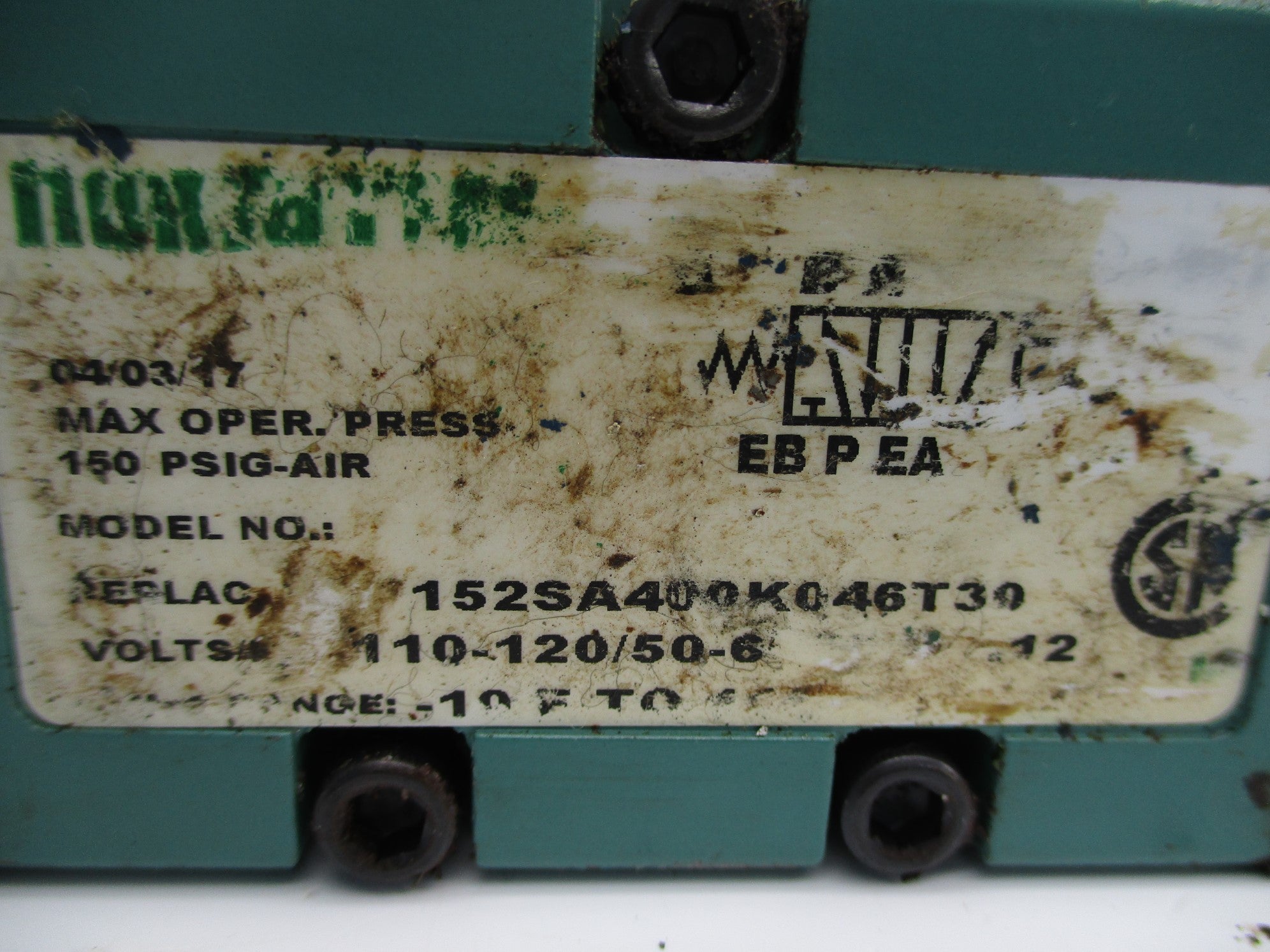 NUMATICS 152SA400K046T30 150PSIG 110-120/50-60 UNMP