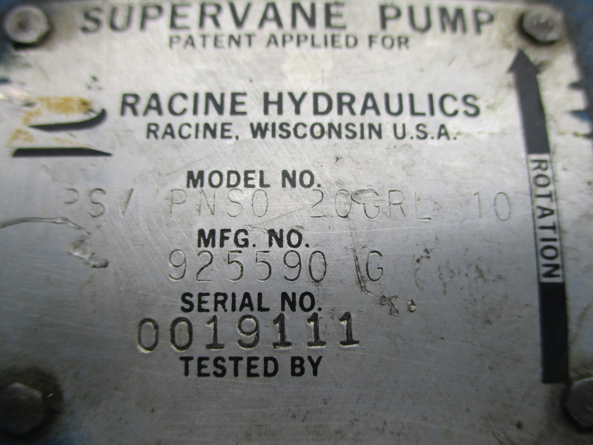 RACINE HYDRAULICS PSVPNS020GRL10 UNMP