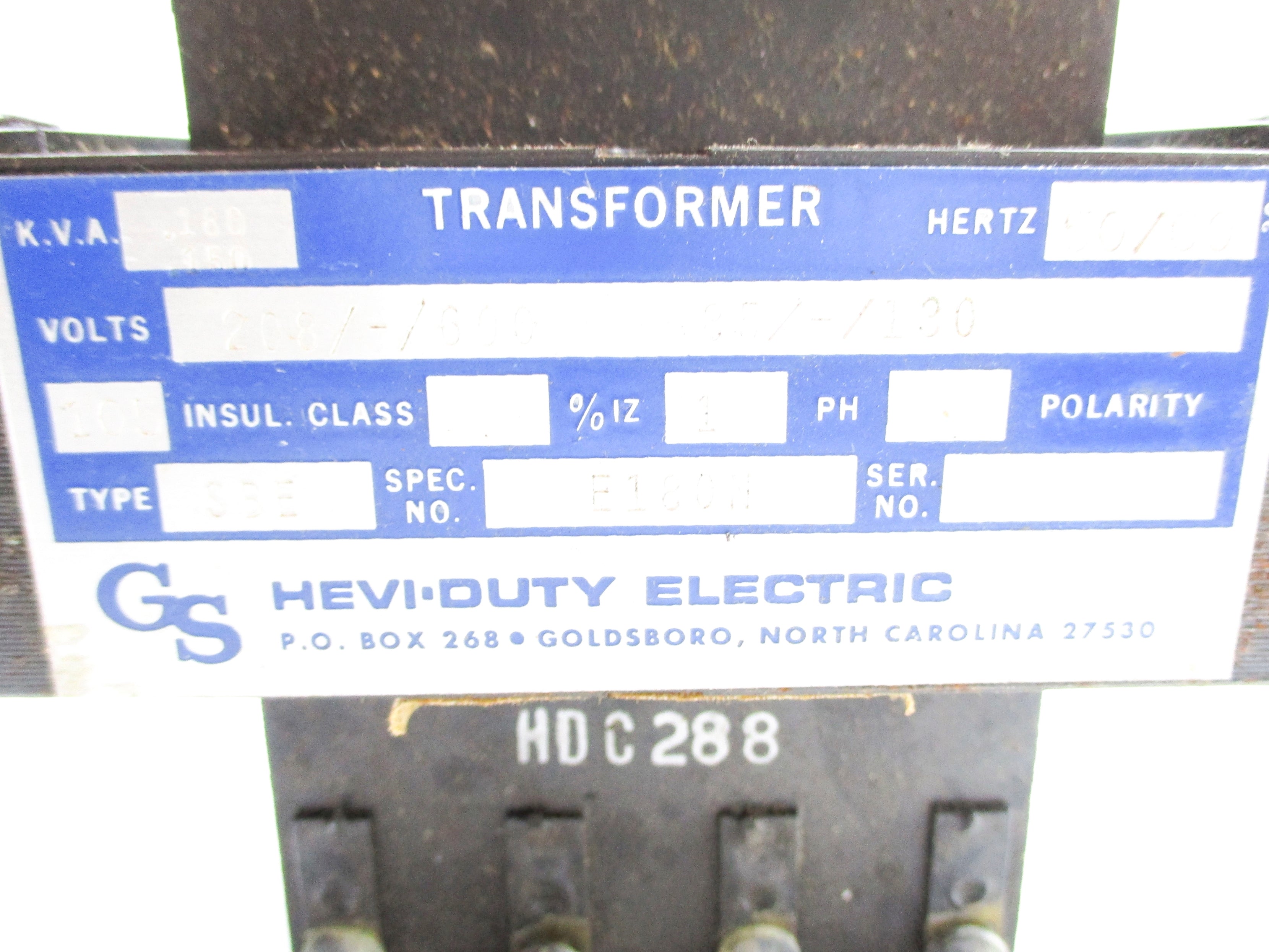 HEVI-DUTY ELECTRIC E180N (AS PICTURED) UNMP