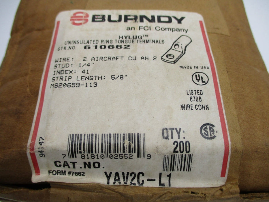BURNDY YAV2C-L1 (PKG OF 200) NSFS