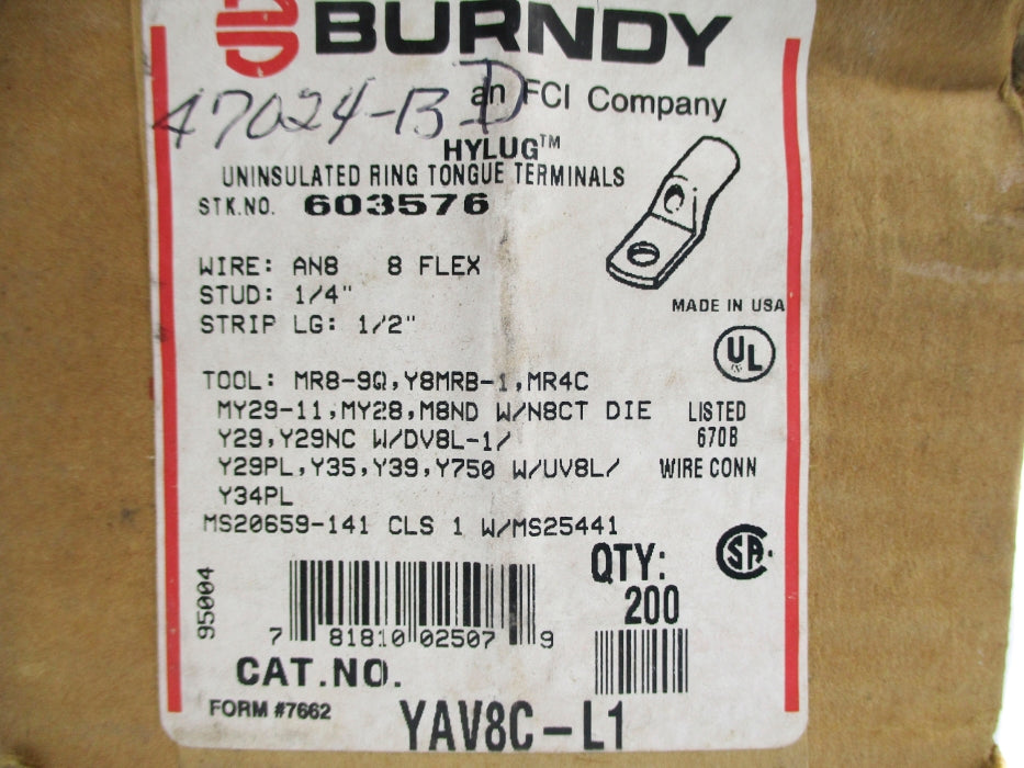 BURNDY YAV8C-L1 (PKG OF 200) NSFS