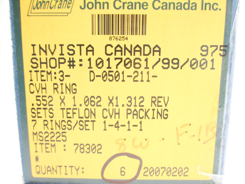 JOHN CRANE 3-D-0501-211-CVH (PKG OF 6) NSMP