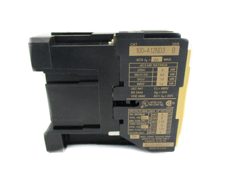 ALLEN BRADLEY 100-A12ND3 SER. B 110/120V (AS PICTURED) (WH) NSMP