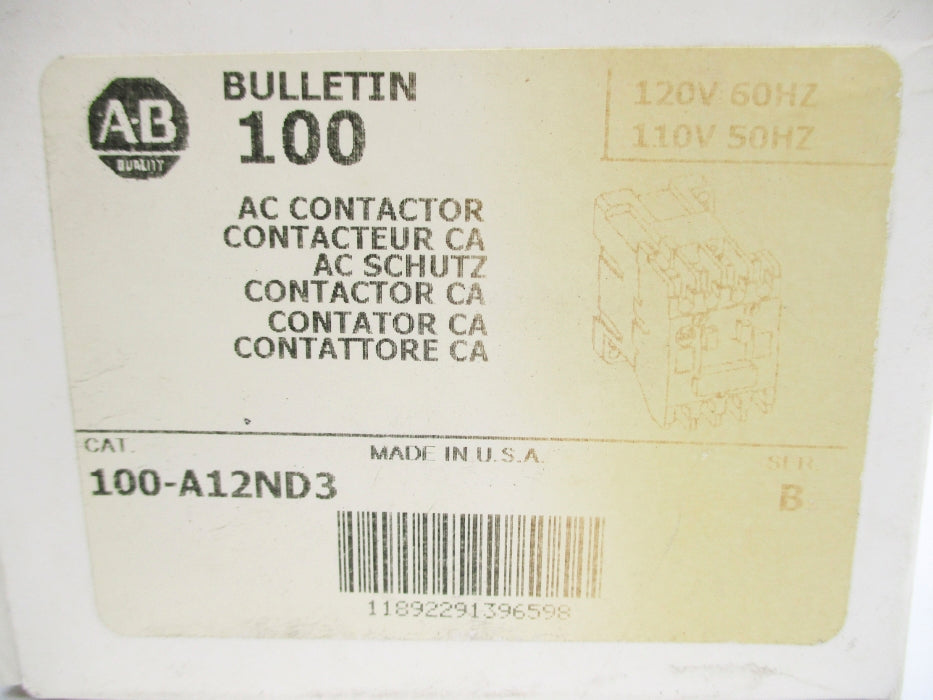 ALLEN BRADLEY 100-A12ND3 SER. B 110/120V (AS PICTURED) (WH) NSMP