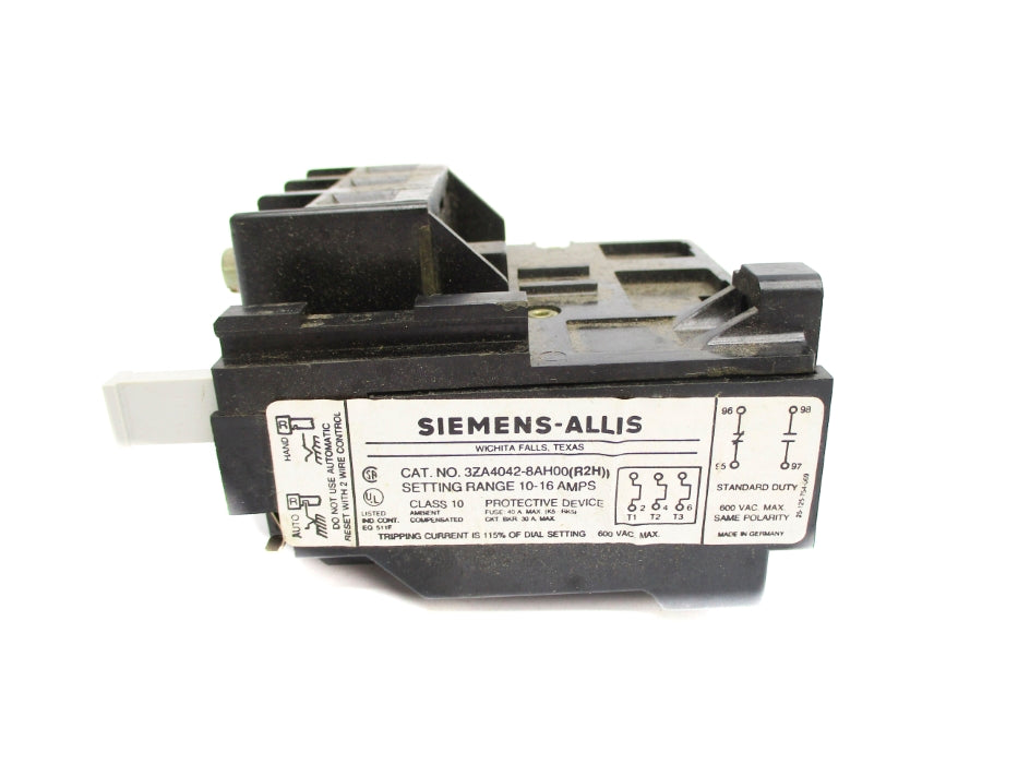 SIEMENS 3ZA4042-8AH00(R2H) 10-16A 600VAC UNMP