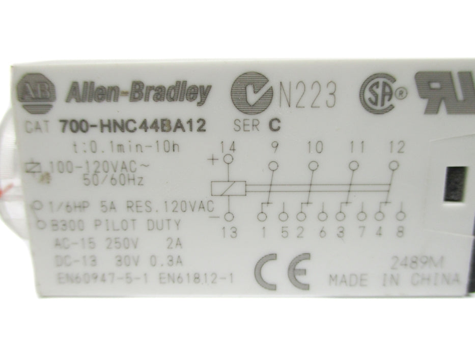 INDUSTRIAL SPARE PART 700-HNC44BA12 SER. C 0.1MIN-10H 120VAC 5A UNMP