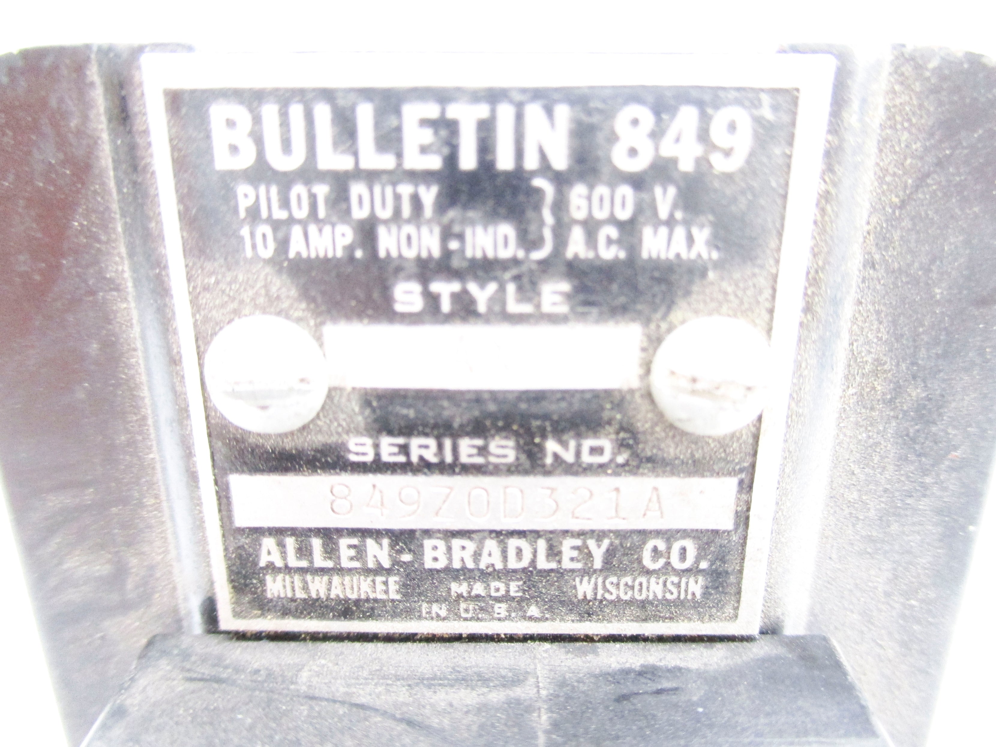 INDUSTRIAL SPARE PART 849-Z0D321 SER. A 10A 110V NSNP