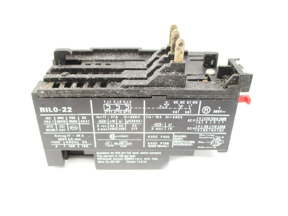JOSLYN CLARK RILO-22 17-27A 600VAC NSNP