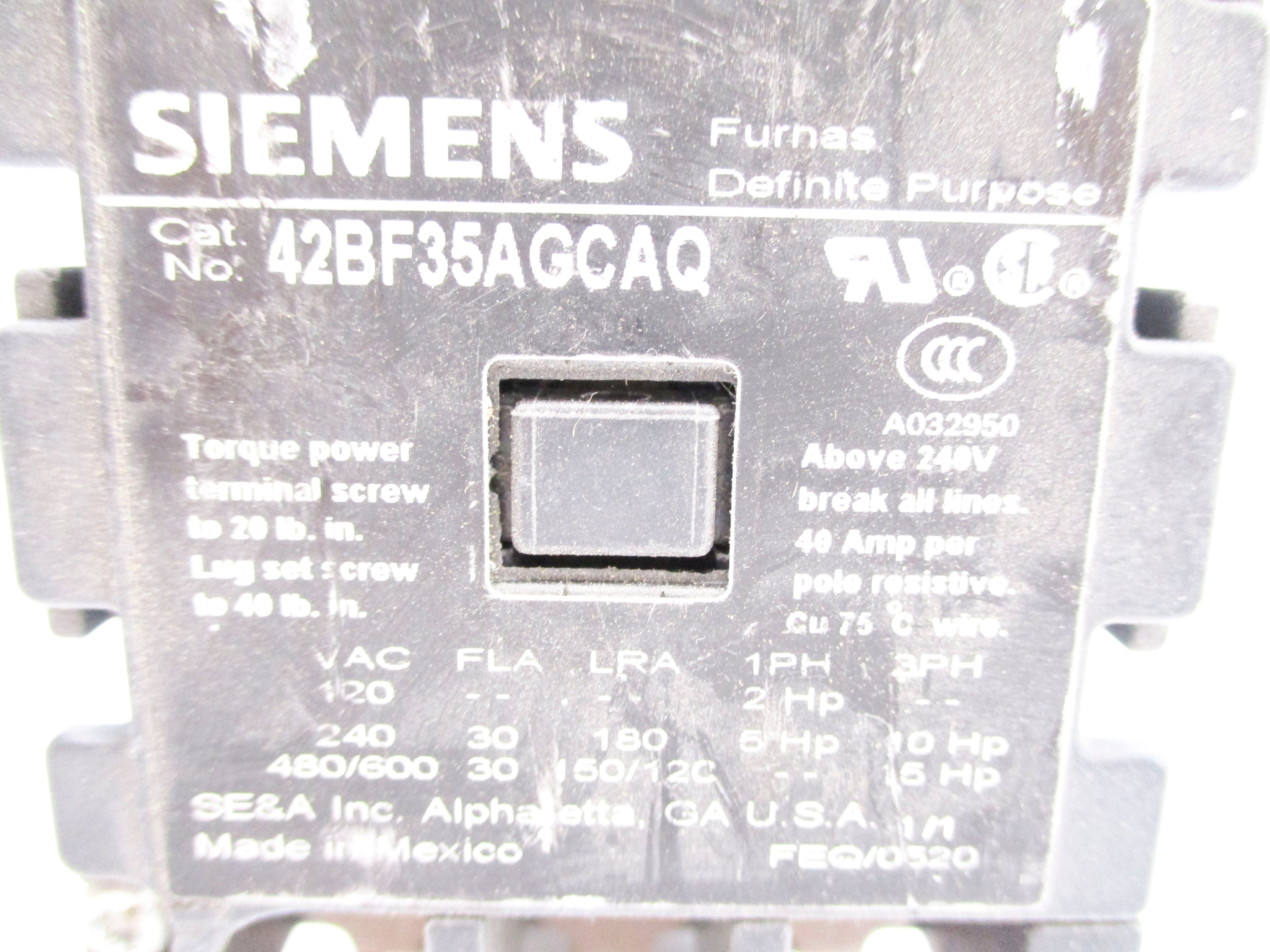 SIEMENS 42BF35AGCAQ 240V UNMP