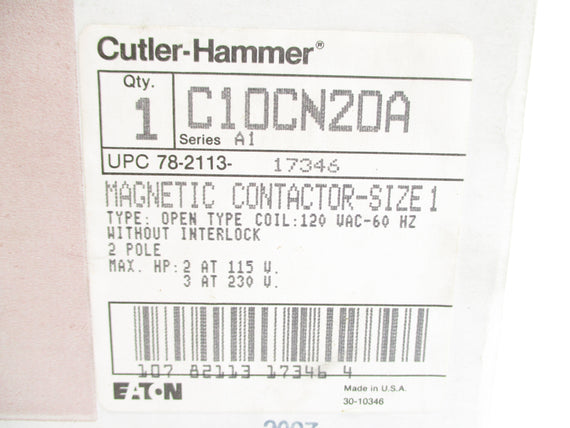 CUTLER HAMMER C10CN20A SER. A1 120VAC NSMP